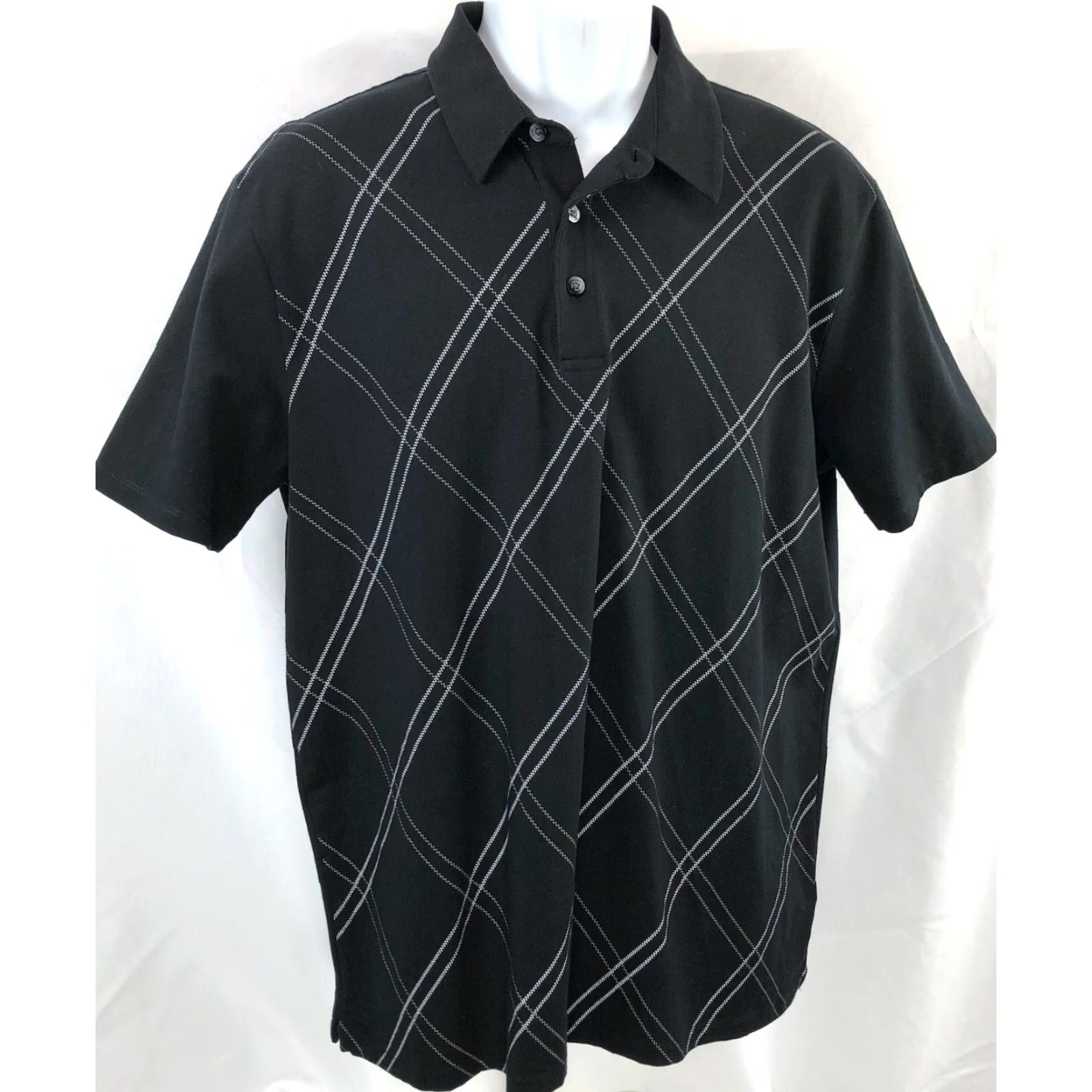 Express Express Polo Shirt Golf 3 Button L Black Geo Stripe Short Sleeve Men’s Casual Shirt Size US L / EU 52-54 / 3 - 5 Thumbnail