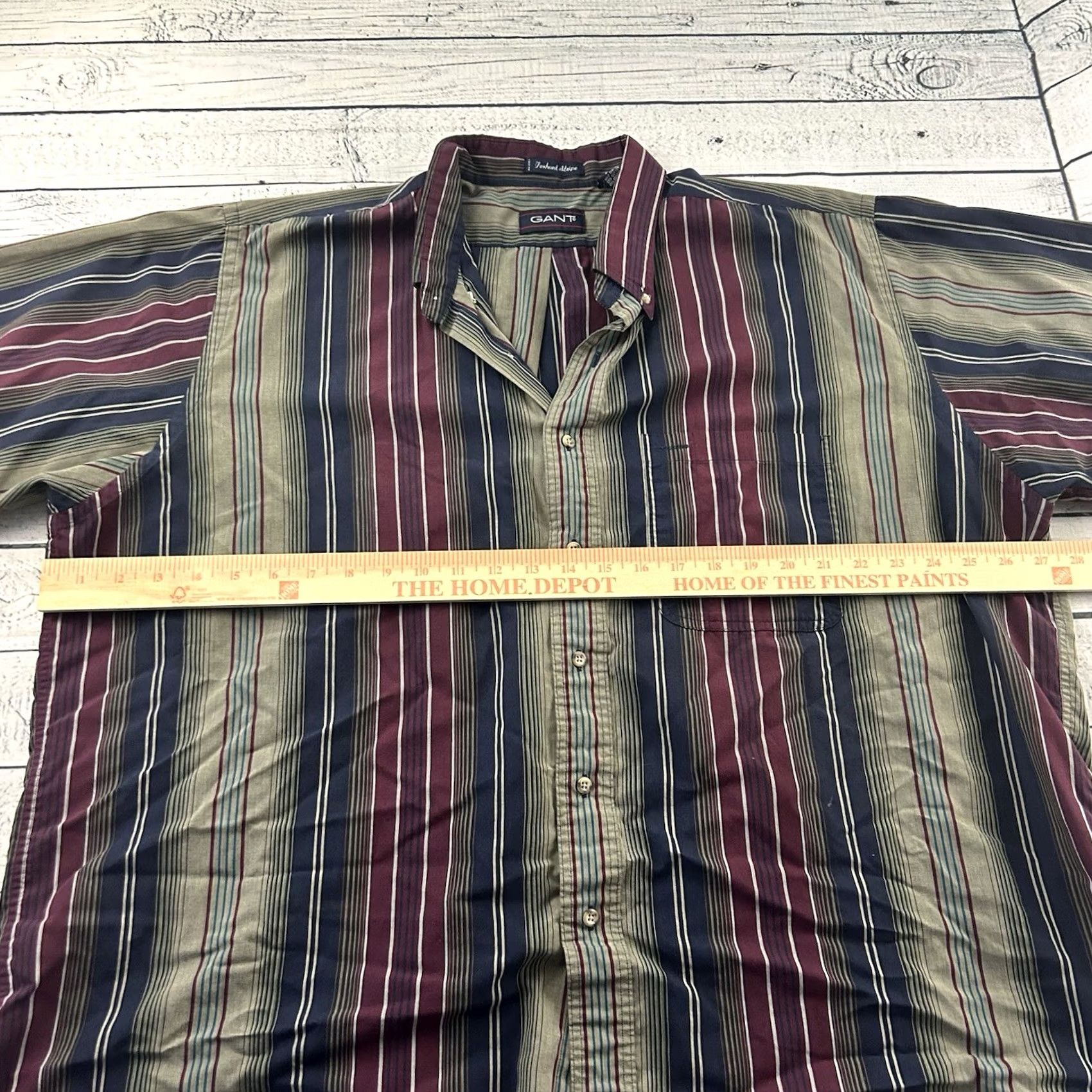 Gant GANT Foxhunt Striped Short Sleeve Button Front Shirt Men 2X Maroon Green Size US XXL / EU 58 / 5 - 5 Thumbnail