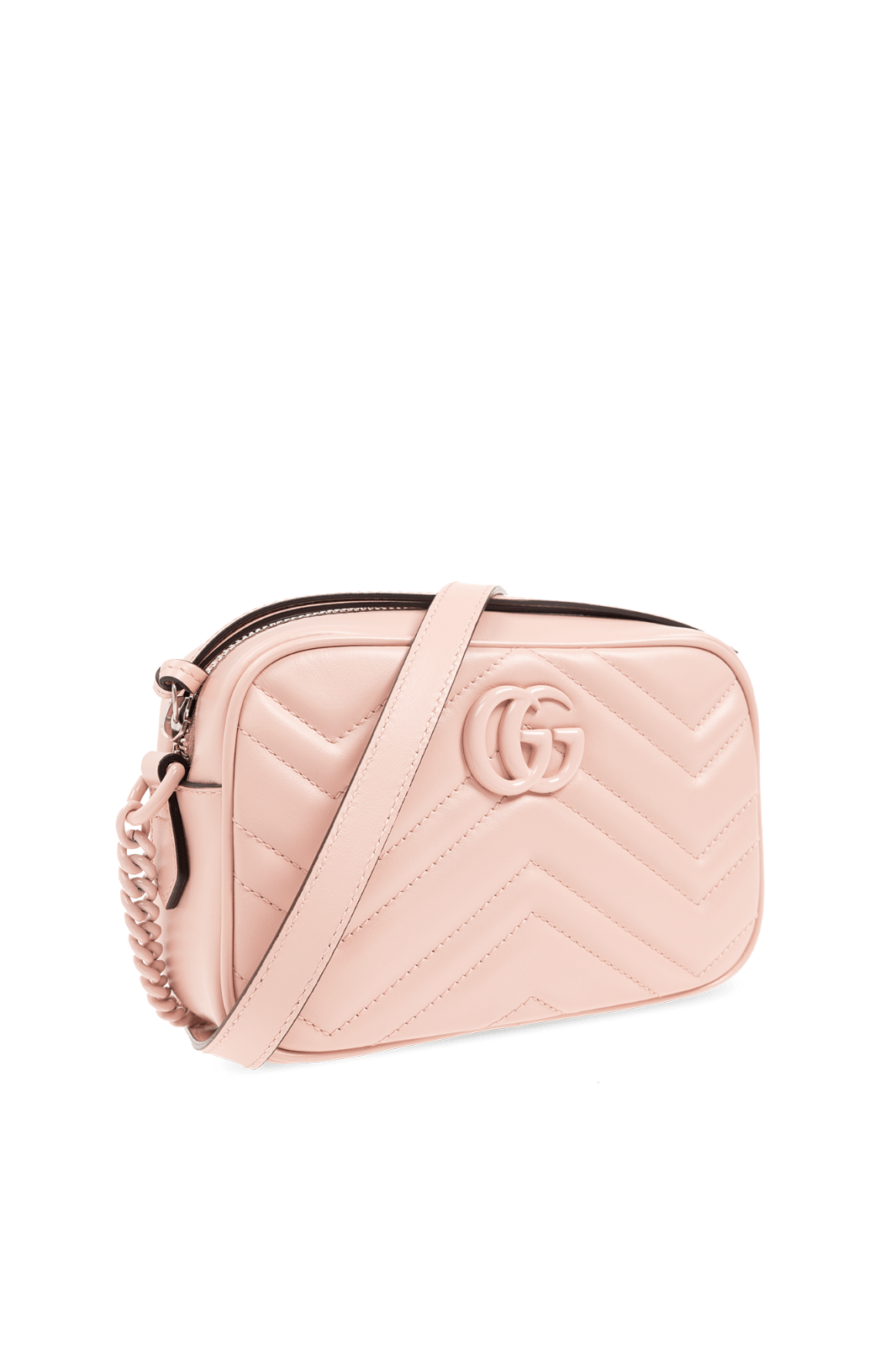 Gucci GUCCI GG Marmont Mini Light Pink Chevron Shoulder Bag Size ONE SIZE - 3 Thumbnail
