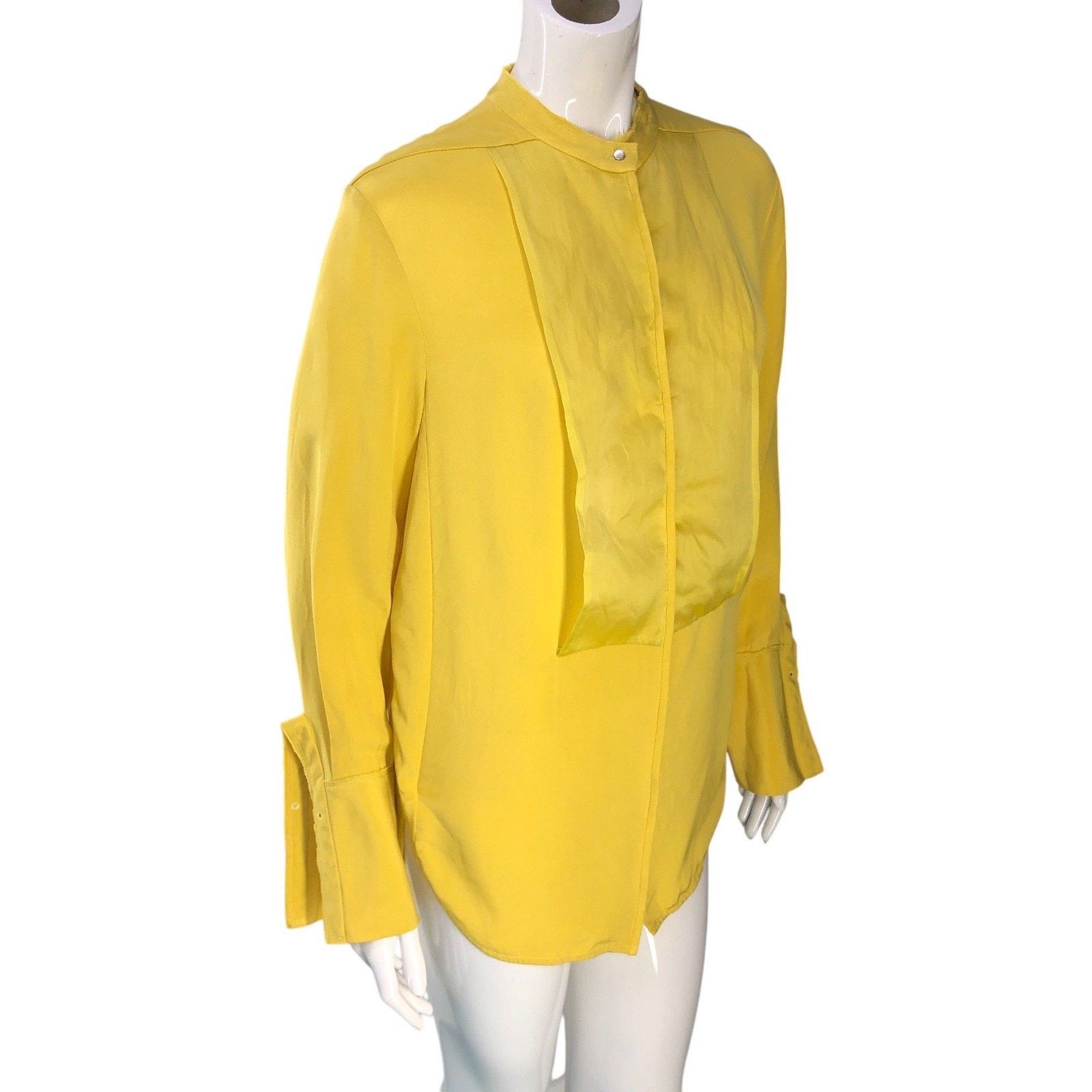 3.1 Phillip Lim 3.1 Phillip Lim Blouse 4 Yellow Silk Bib Front Mandarin Size S / US 4 / IT 40 - 10 Thumbnail