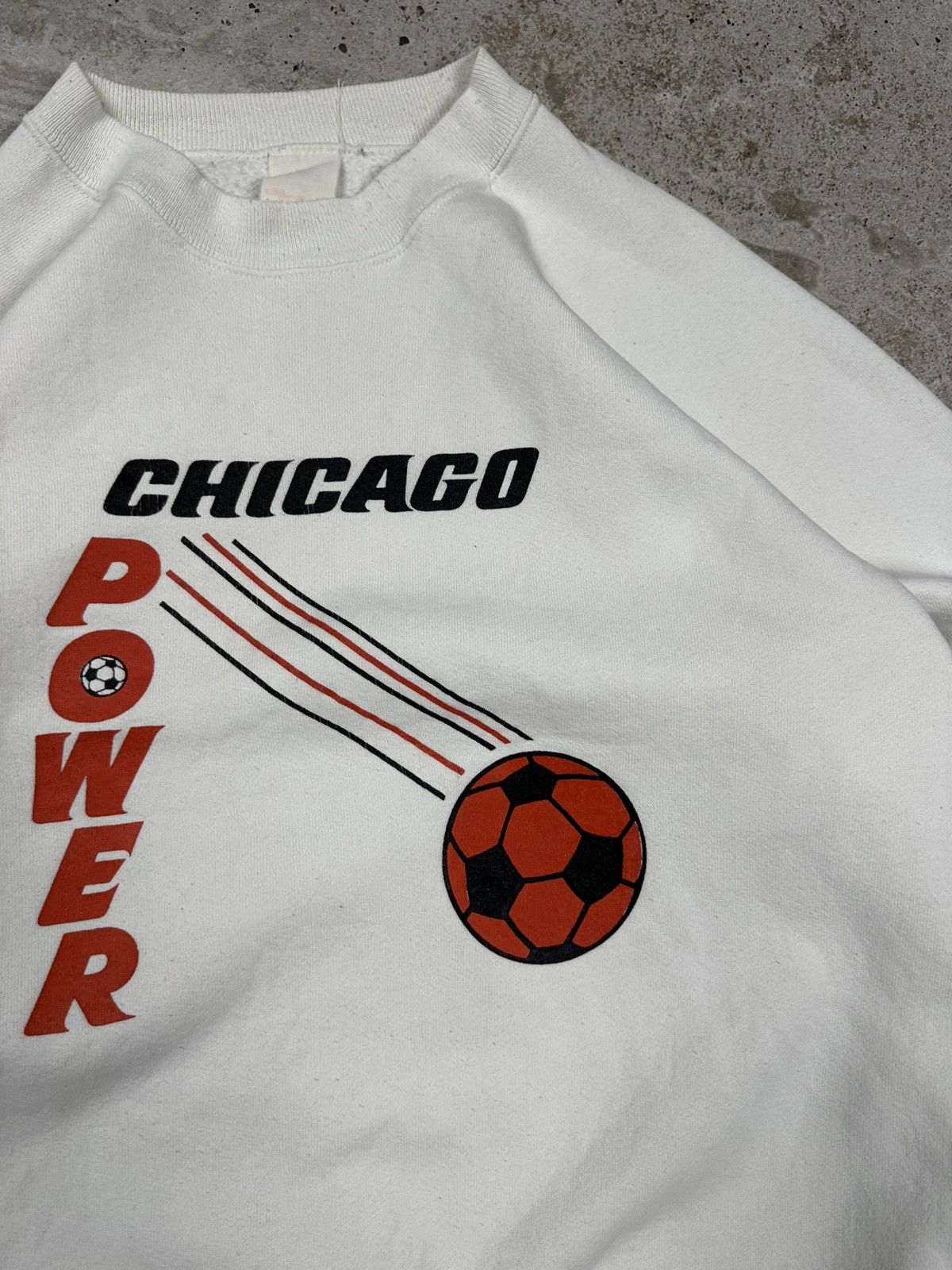 Vintage Vintage 90s Chicago Power Soccer MLS White Crewneck Sweat Size US L / EU 52-54 / 3 - 7 Thumbnail