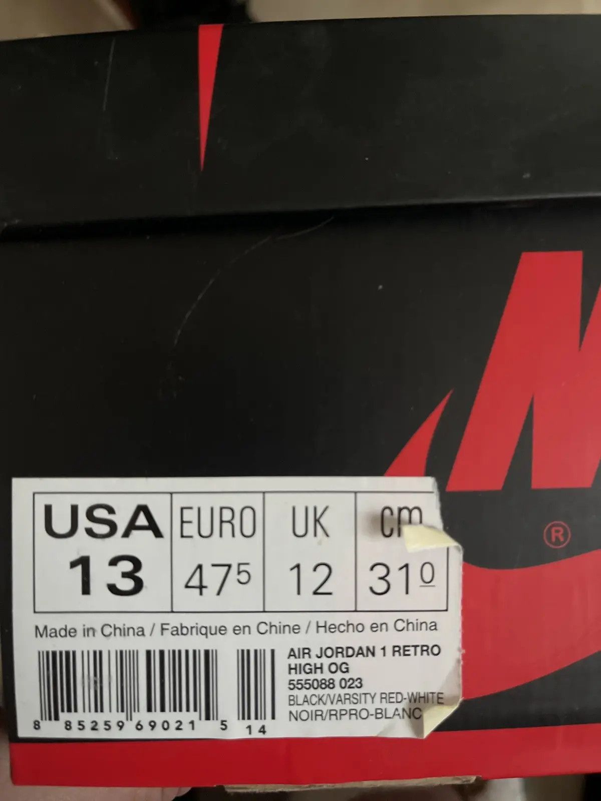 Jordan Brand Jordan 1 Bred Retro High OG2 Size US 13 / EU 46 - 4 Thumbnail