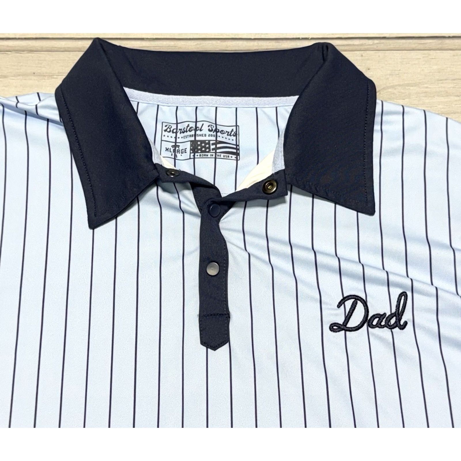 Vintage Barstool Sports Polo Shirt Mens XL Blue Striped Short Sleeve Collar Button Regular Fit Golf Casual Size US XL / EU 56 / 4 - 2 Thumbnail
