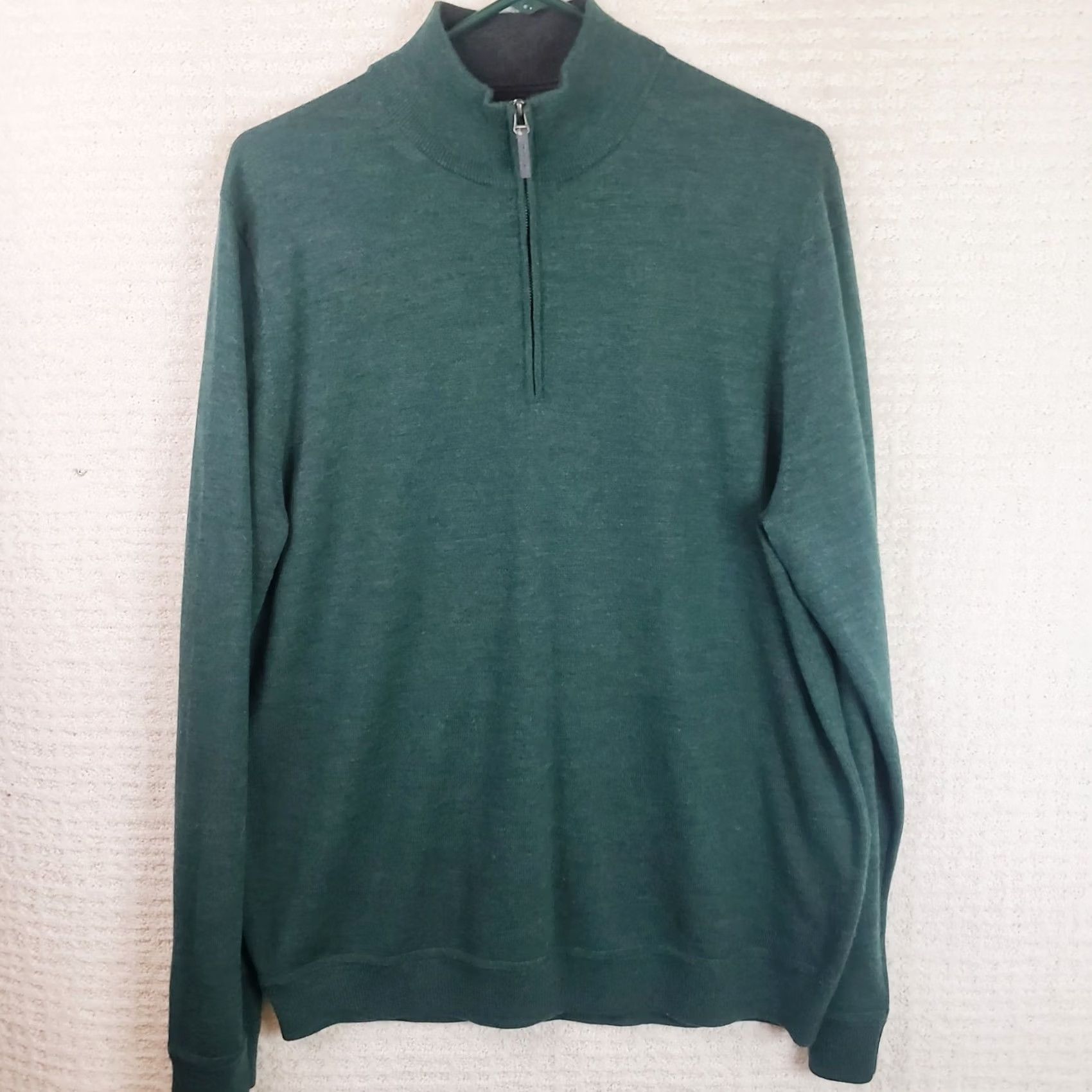 Nordstrom Nordstrom Men L Green 100% Italian Merino Wool 1/4 Zip Collared Sweater Shirt/ Sweater? Size US L / EU 52-54 / 3 - 2 Thumbnail