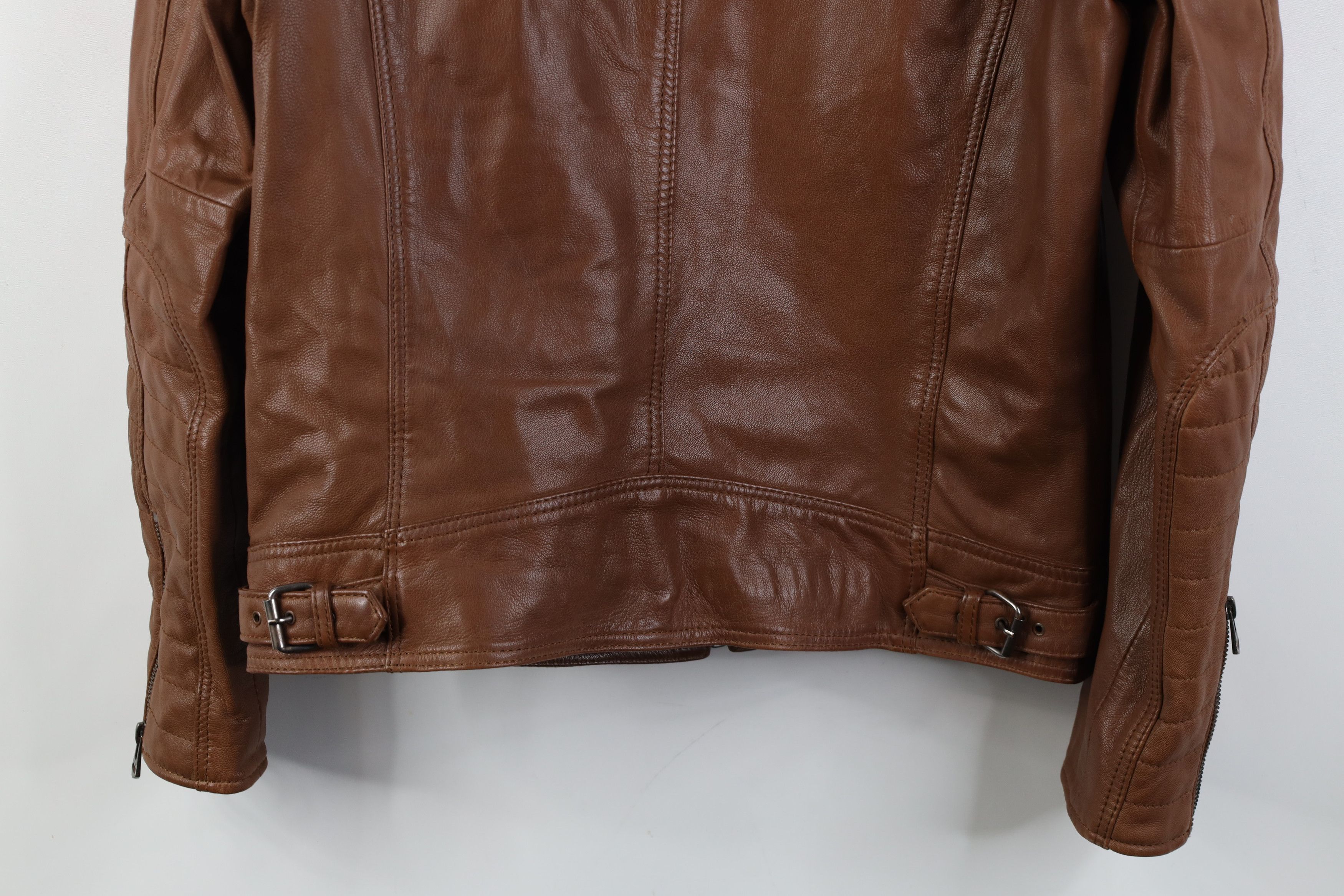 Cole Haan Cole Haan Full Zip Cafe Racer Bomber Jacket Cognac Brown Size US S / EU 44-46 / 1 - 15 Thumbnail