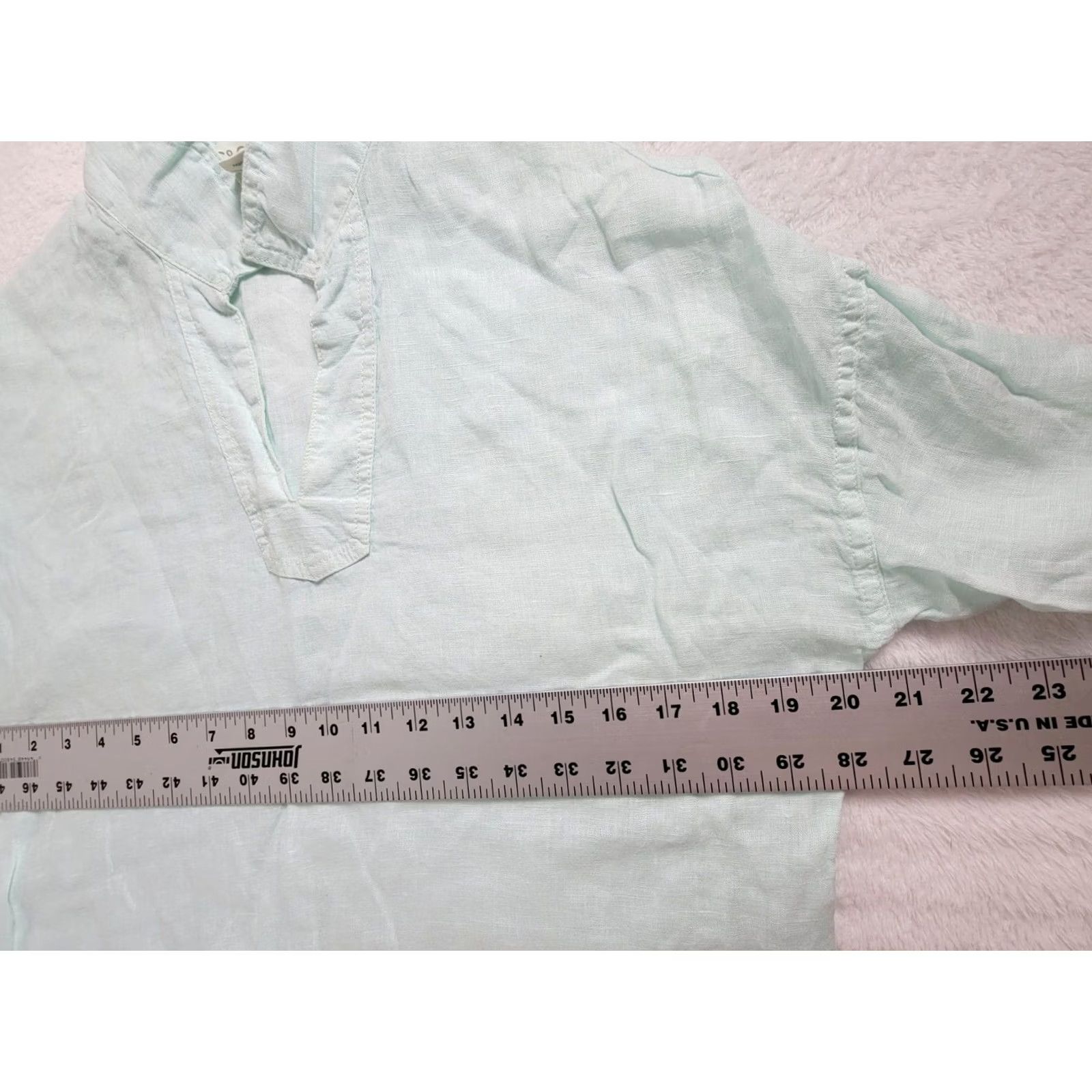 Vintage C&C California Womens Tunic Top XS Light Mint Green Linen Long Sleeve Size XS / US 0-2 / IT 36-38 - 6 Thumbnail