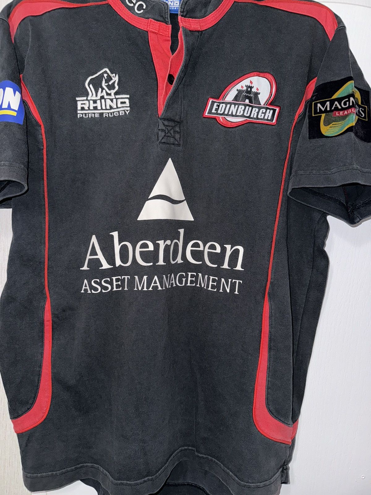 Vintage Edinburgh Union 2009 Black Rhino Rugby Jersey Maillot L sz Size US L / EU 52-54 / 3 - 8 Thumbnail