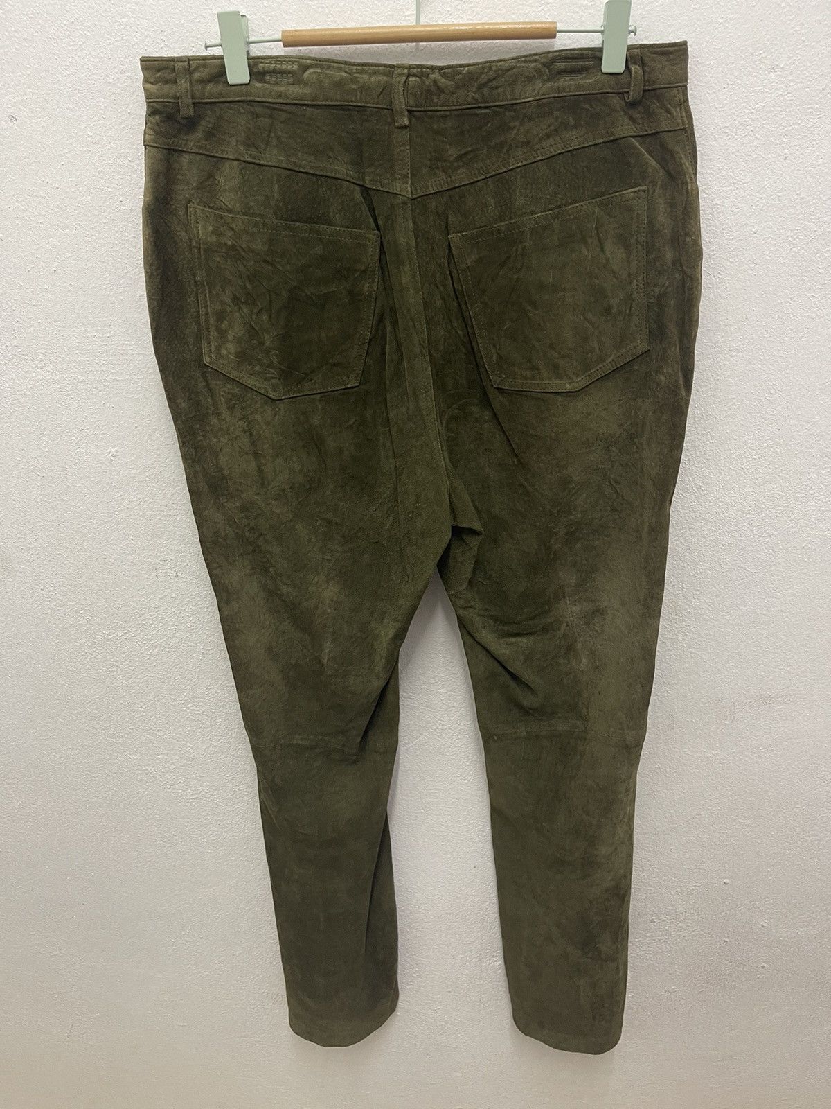 Genuine Leather × Leather × Vintage Amazing Vtg Brandon Thomas leather olive suede trouser pants Size US 32 / EU 48 - 17 Thumbnail