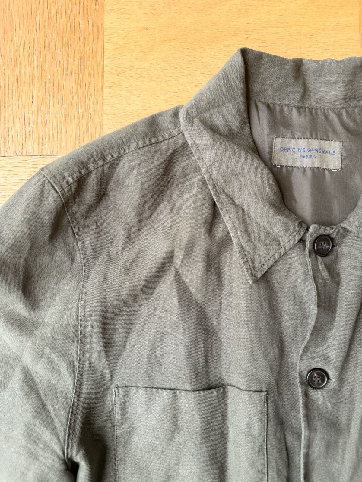 Officine Generale Officine Générale Harrison Linen Cotton Overshirt - Green Size US M / EU 48-50 / 2 - 4 Thumbnail