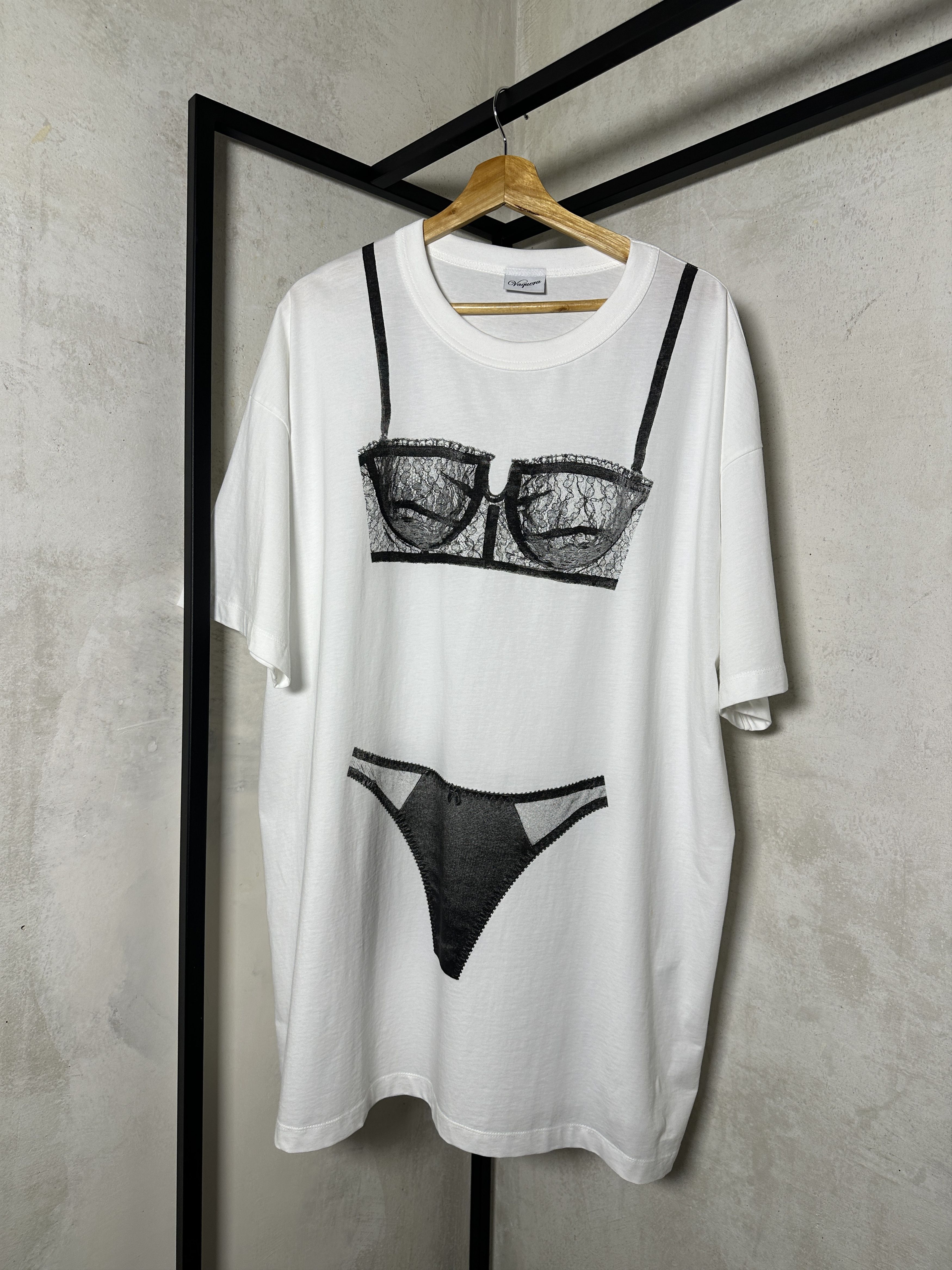 Vaquera Vaquera Lingerie Trompe L'Oeil T-Shirt Dress Size M / US 6-8 / IT 42-44 - 12 Thumbnail