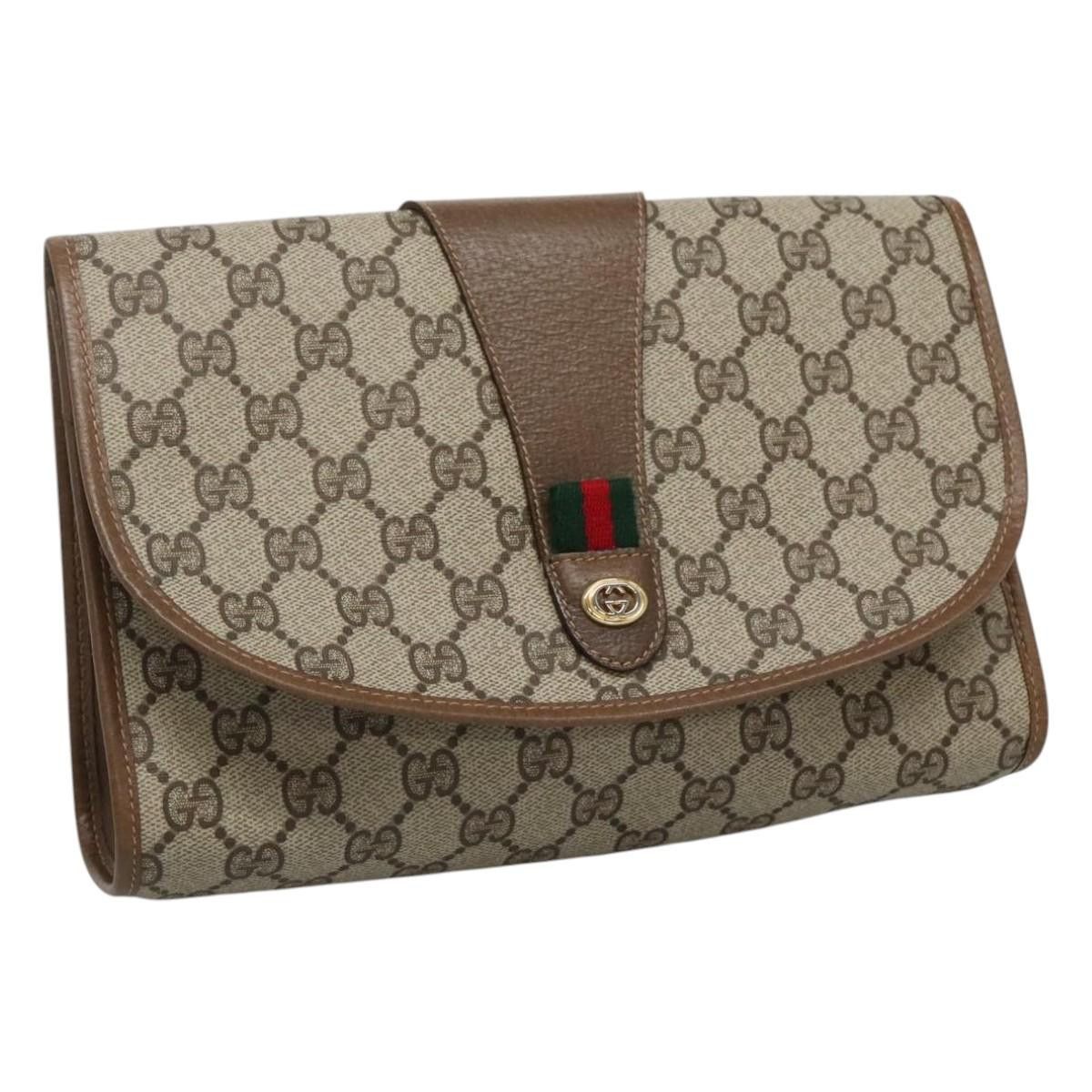 Gucci GUCCI GG Supreme Clutch Bag Pvc Leather Beige Green Red Size ONE SIZE - 13 Thumbnail