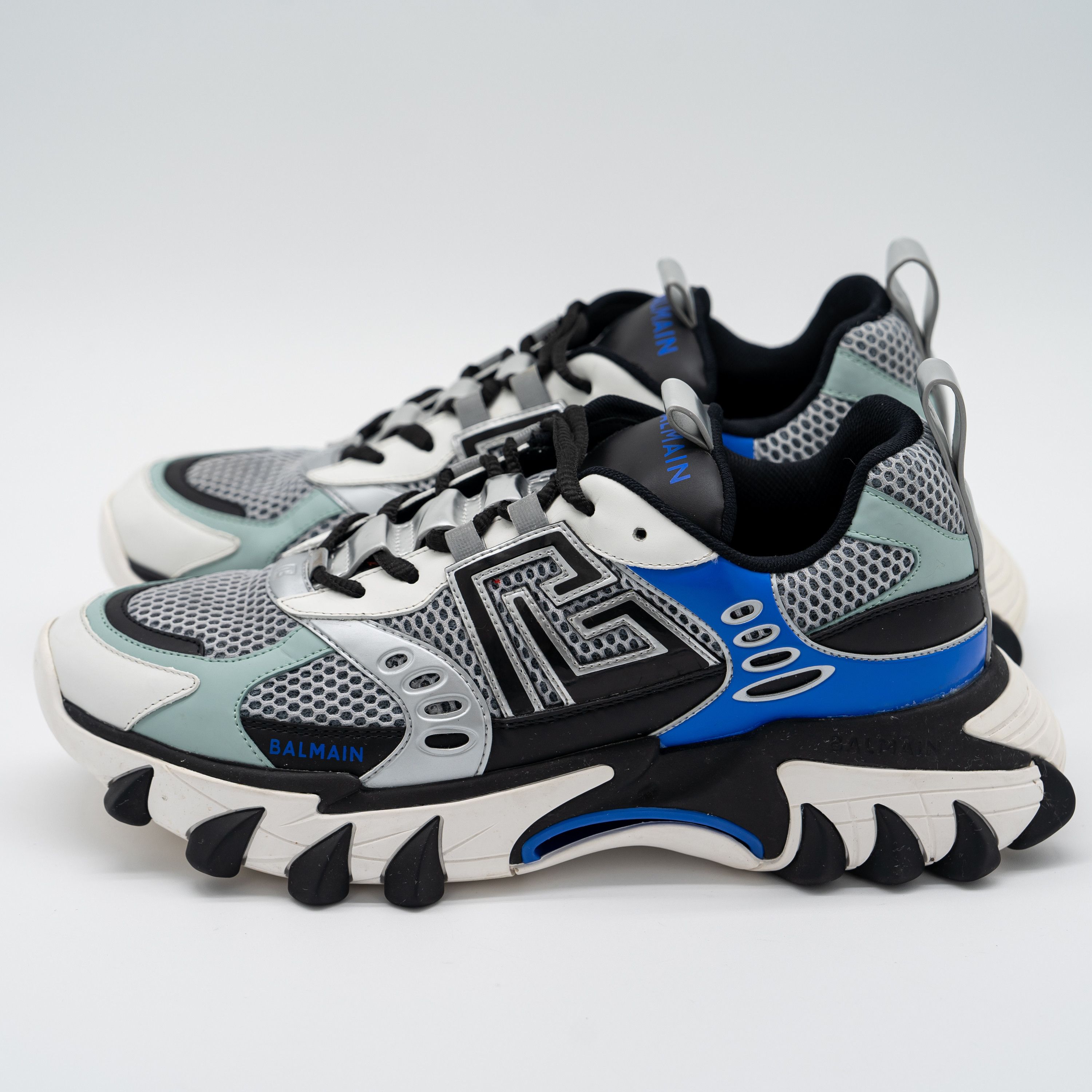 Balmain 44 11 US Balmain B-East White Black Blue Silver Sneakers Size US 11 / EU 44 - 4 Thumbnail