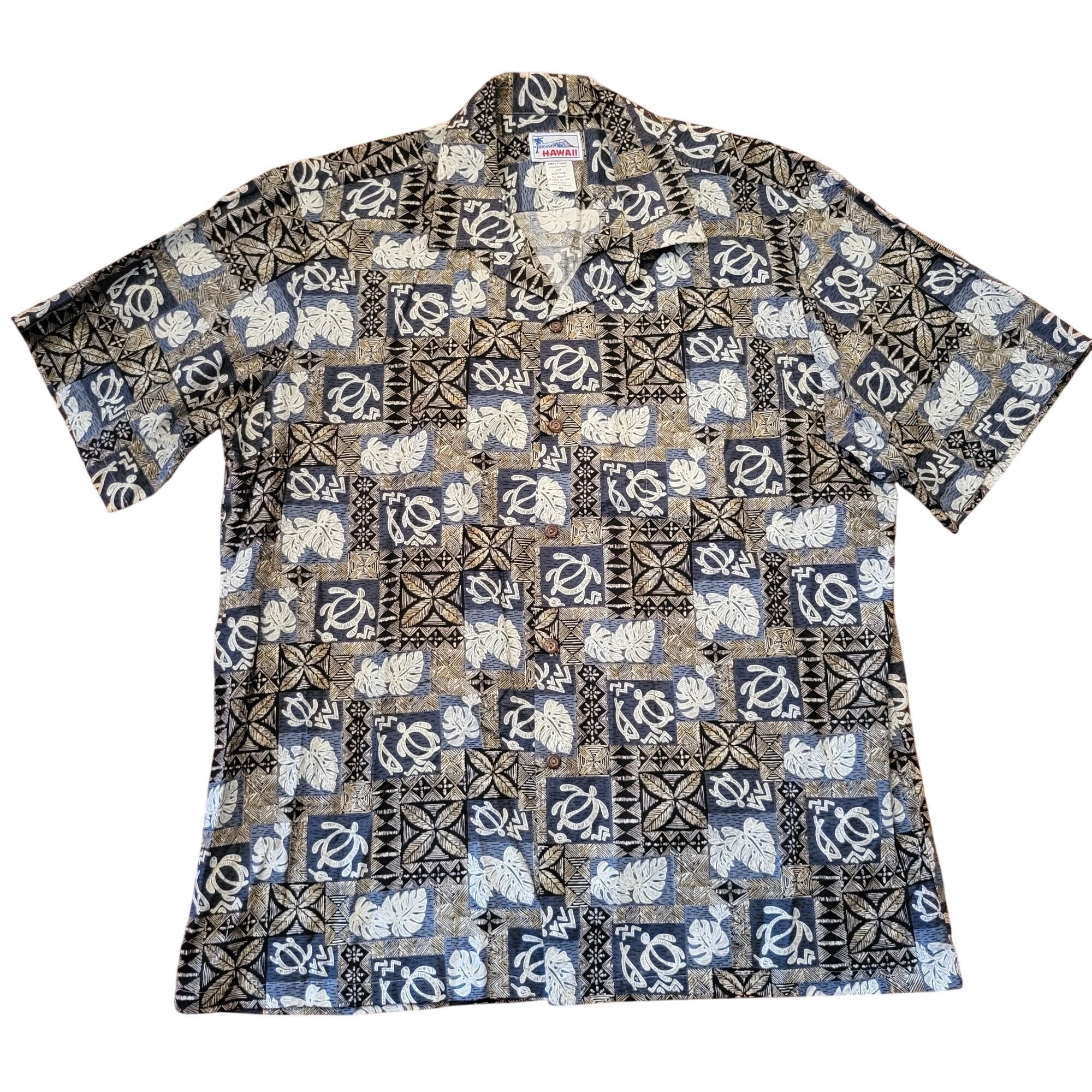 Other Hawaiian Aloha Camp Shirt XL Cotton Turtle Leaf Print Short Size US XL / EU 56 / 4 - 1 Thumbnail