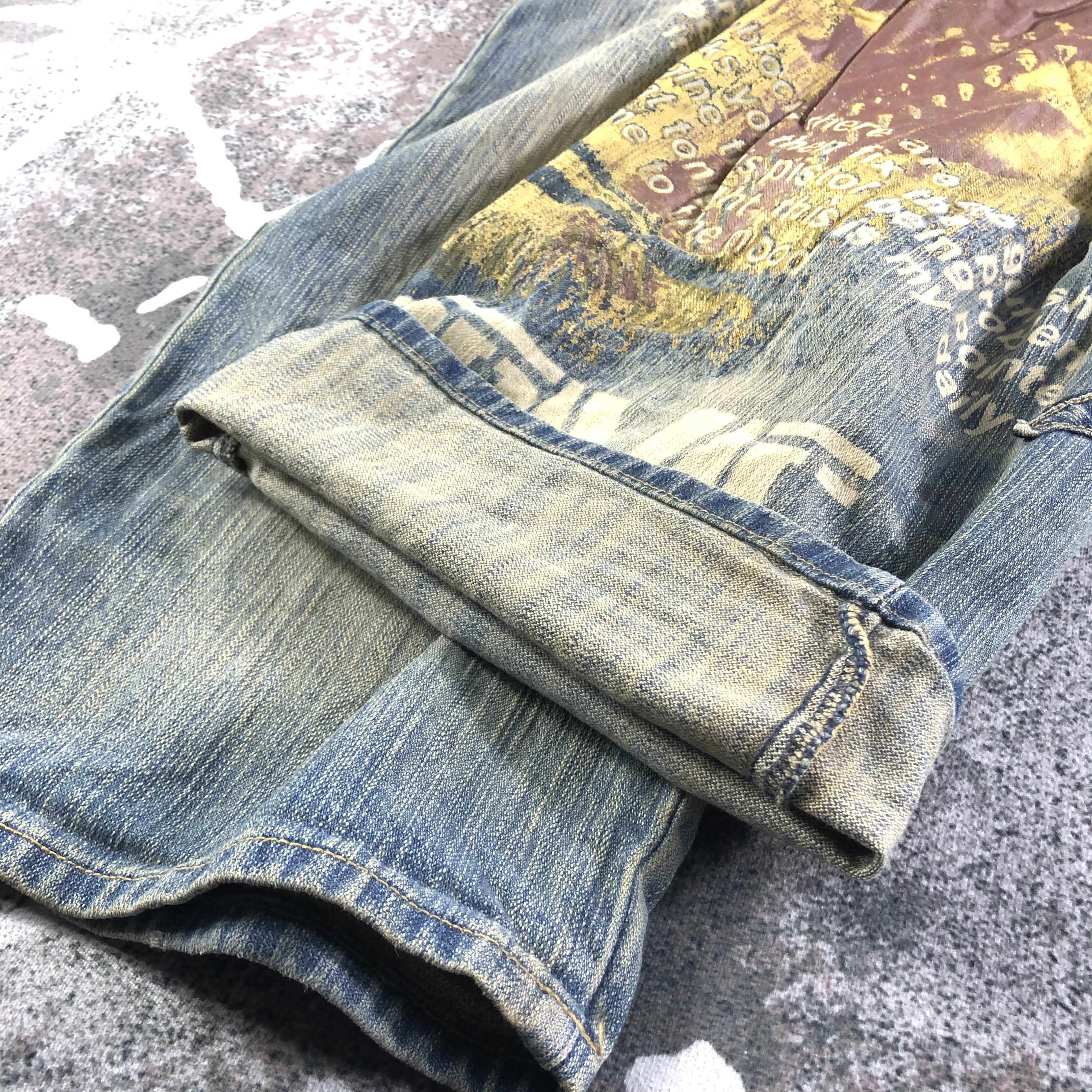 Japanese Brand Vintage Welcome To The Hood Baggy Jeans Printed Denim Size US 38 / EU 54 - 7 Thumbnail