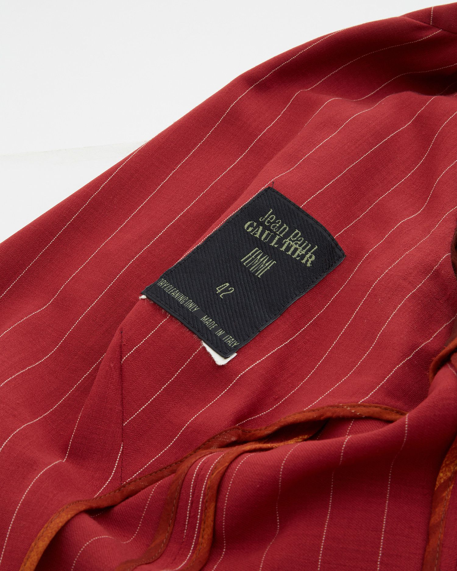 Jean Paul Gaultier S/S 1993 Red Pinstripe linen jacket Size M / US 6-8 / IT 42-44 - 5 Thumbnail