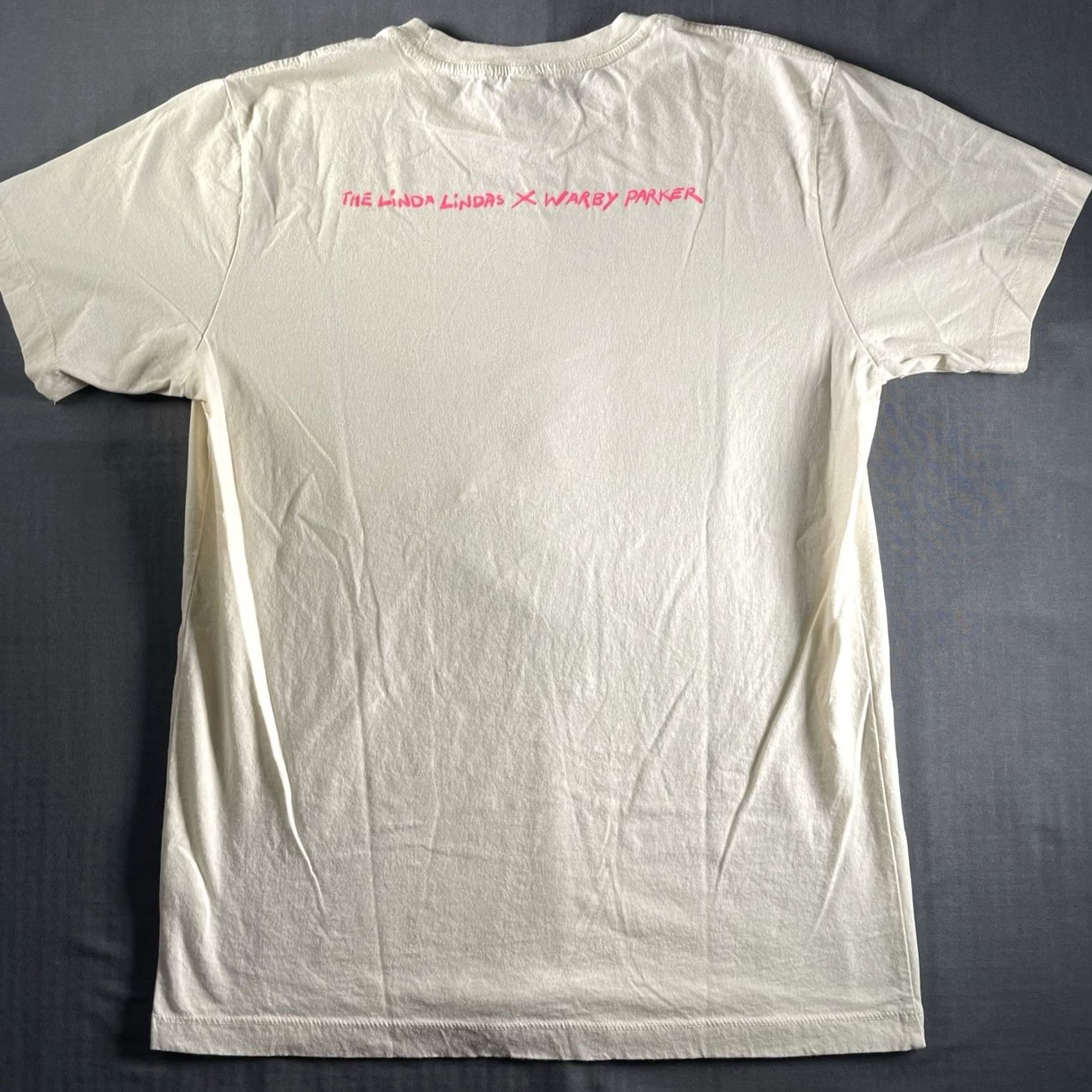Parker The Linda Lindas Shirt Mens Medium Los Angeles Punk Rock Warby Parker Green Day T-Shirt Beige Mens Rock 90s (if applicable) Size US M / EU 48-50 / 2 - 5 Thumbnail