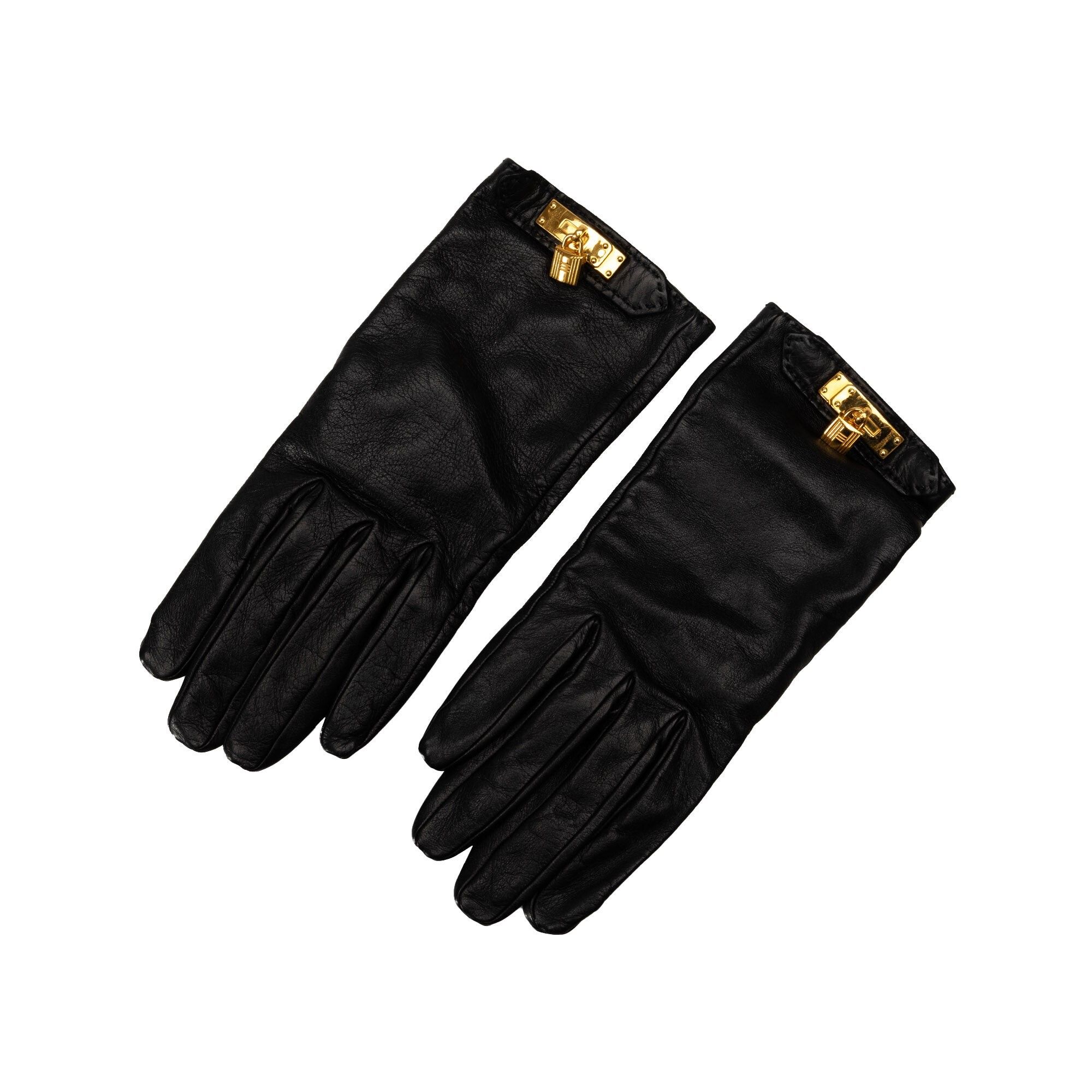 image of Hermes Soya Kelly Lock Gloves Other Accessories in Black, Women's