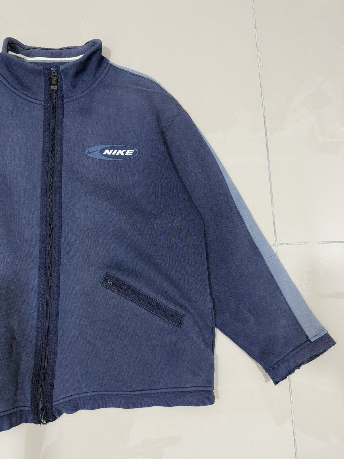 Nike × Vintage Trashed Nike Zipper Sweater Size US M / EU 48-50 / 2 - 4 Thumbnail