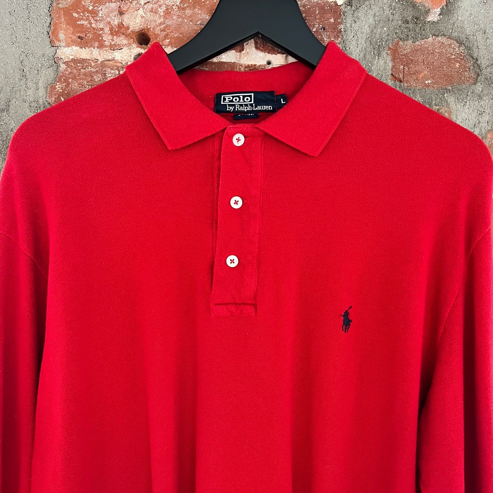Polo Ralph Lauren VTG Polo Ralph Lauren Made USA Men's Red LS Polo Shirt L Size US L / EU 52-54 / 3 - 1 Thumbnail