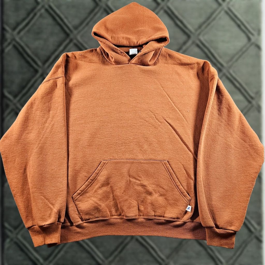 Russell Athletic Russell Athletic Hoodie Mens 2XL Orange Solid Fleece Pullover Kangaroo Pocket Logo Crew Neck Long Sleeve Knit Size US XXL / EU 58 / 5 - 1 Thumbnail