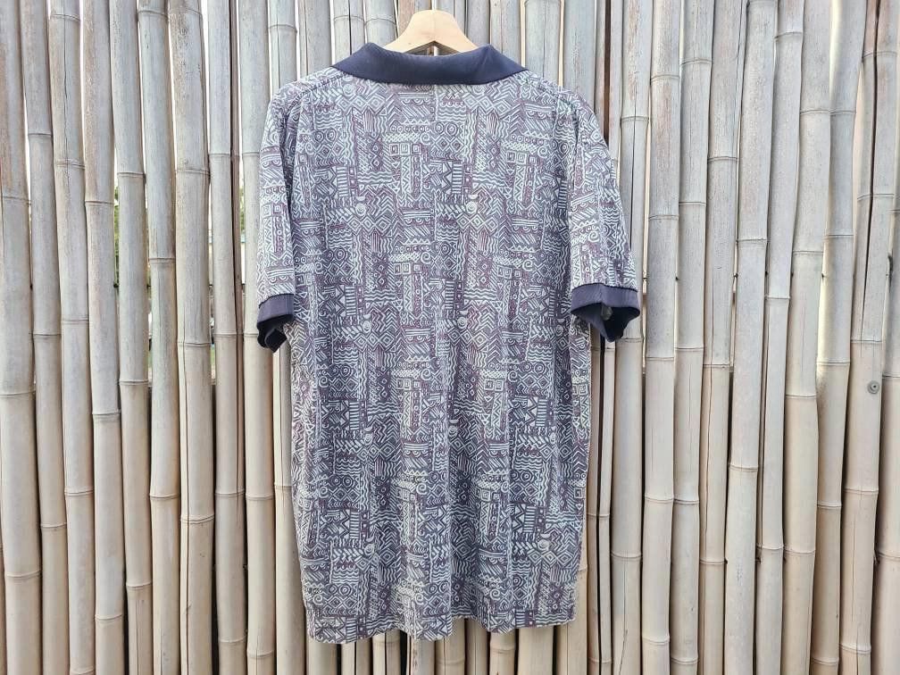 Designer Vintage Mens Patterned Polo Collar shirt button down up 90s Size US L / EU 52-54 / 3 - 2 Thumbnail