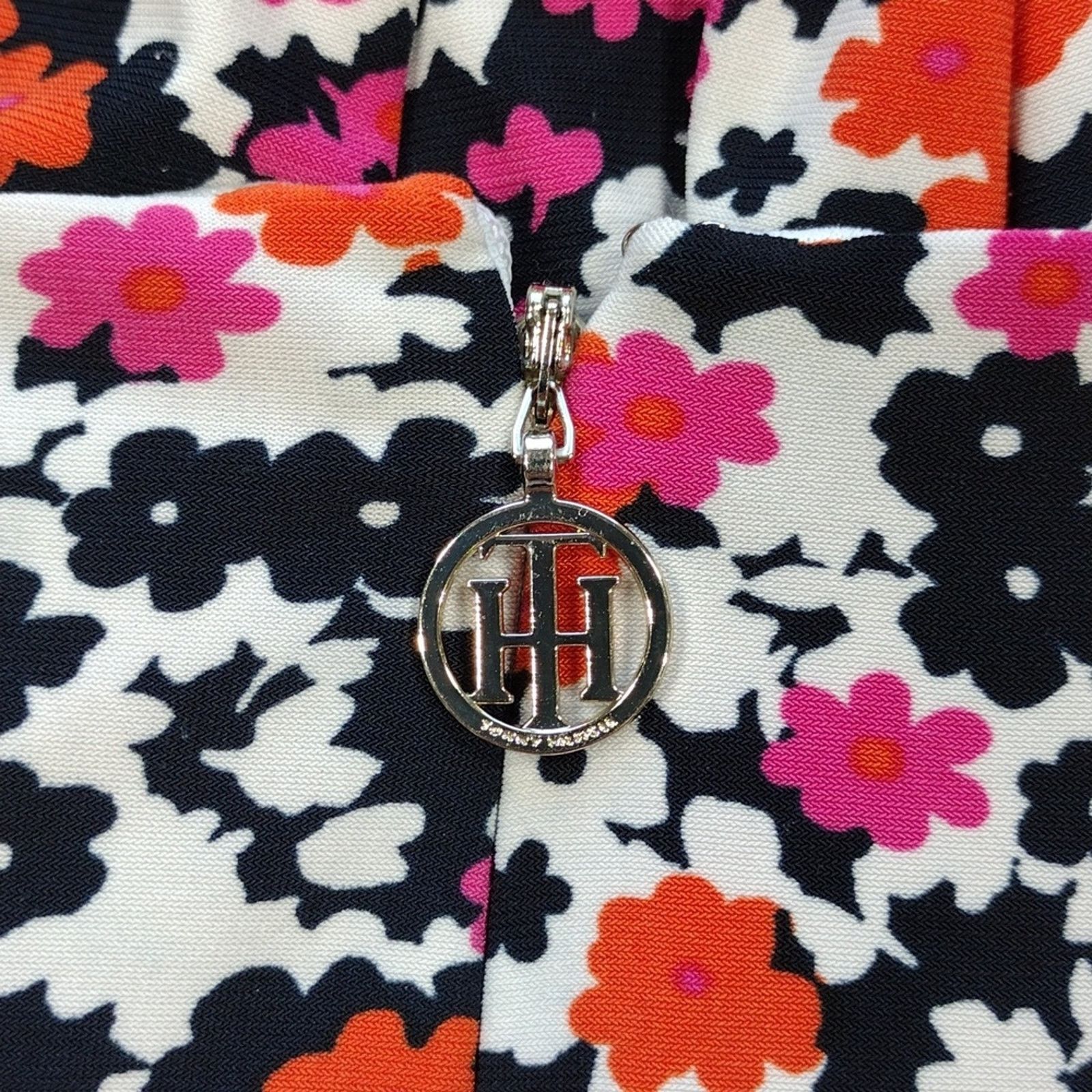 Tommy Hilfiger Tommy Hilfiger Navy Pink Orange Floral Flower Stretchy Dress Size XL / US 12-14 / IT 48-50 - 12 Thumbnail