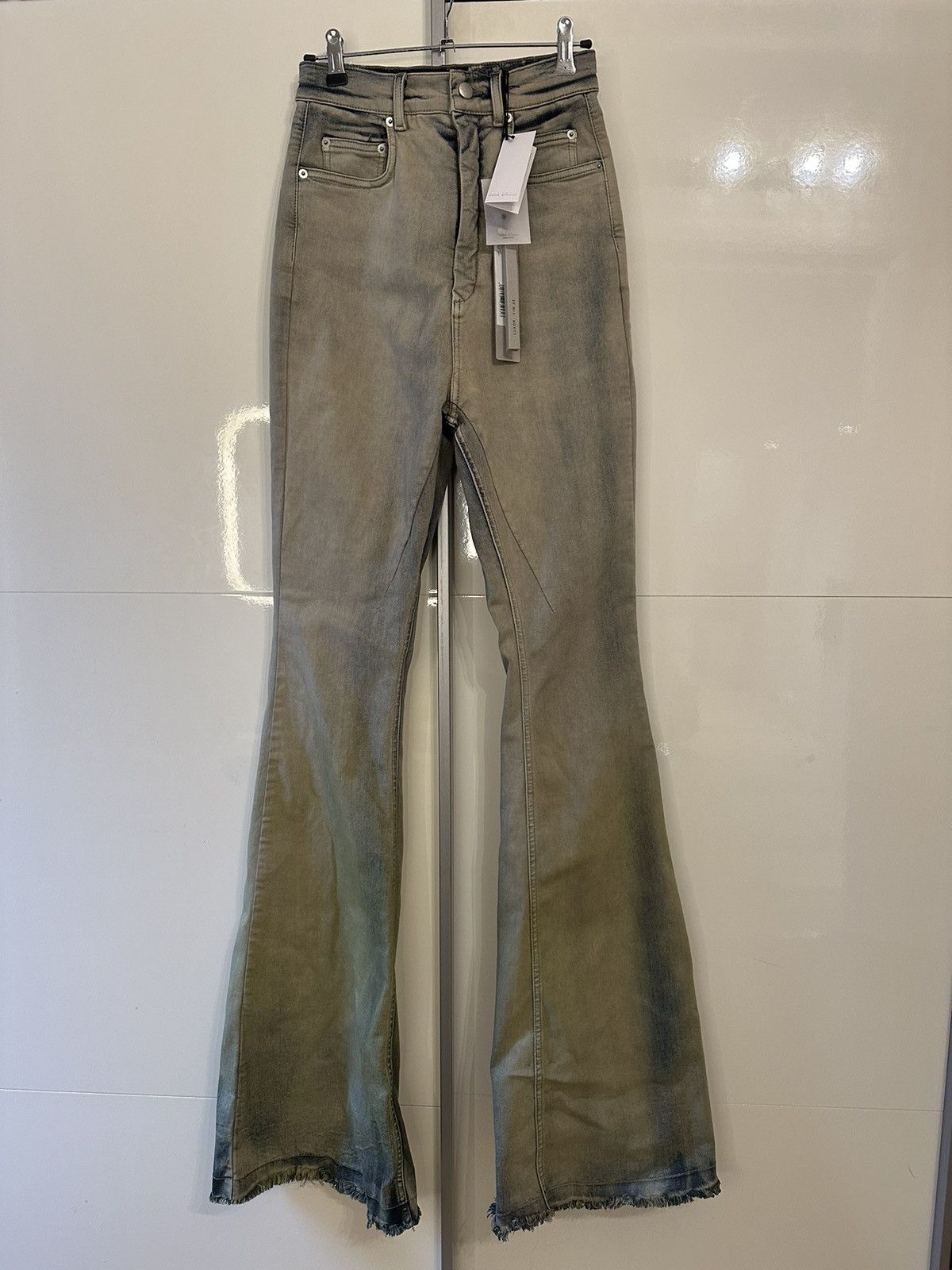 image of Rick Owens Bolan Bootcut Jeans in Grey Pearl, Women's (Size 26)