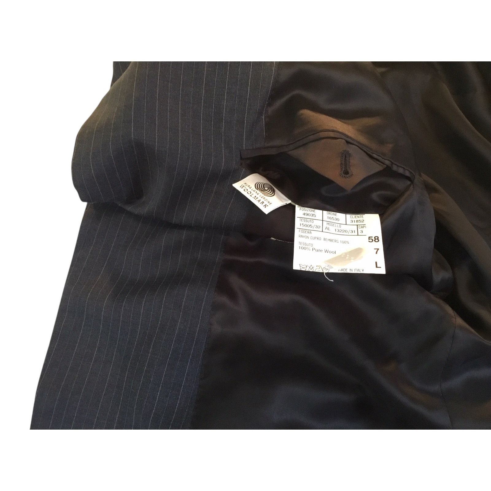 Canali Canali Navy Pinstripe Wool Suit Coat - Made in Italy Size 44R - 4 Thumbnail