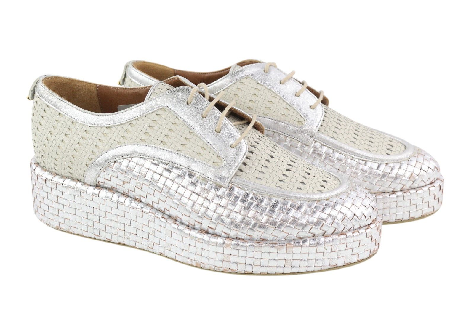 Emporio Armani X3C140 EU37 Shiny Silver Braded 84797 Size US 6 / IT 36 - 1 Thumbnail