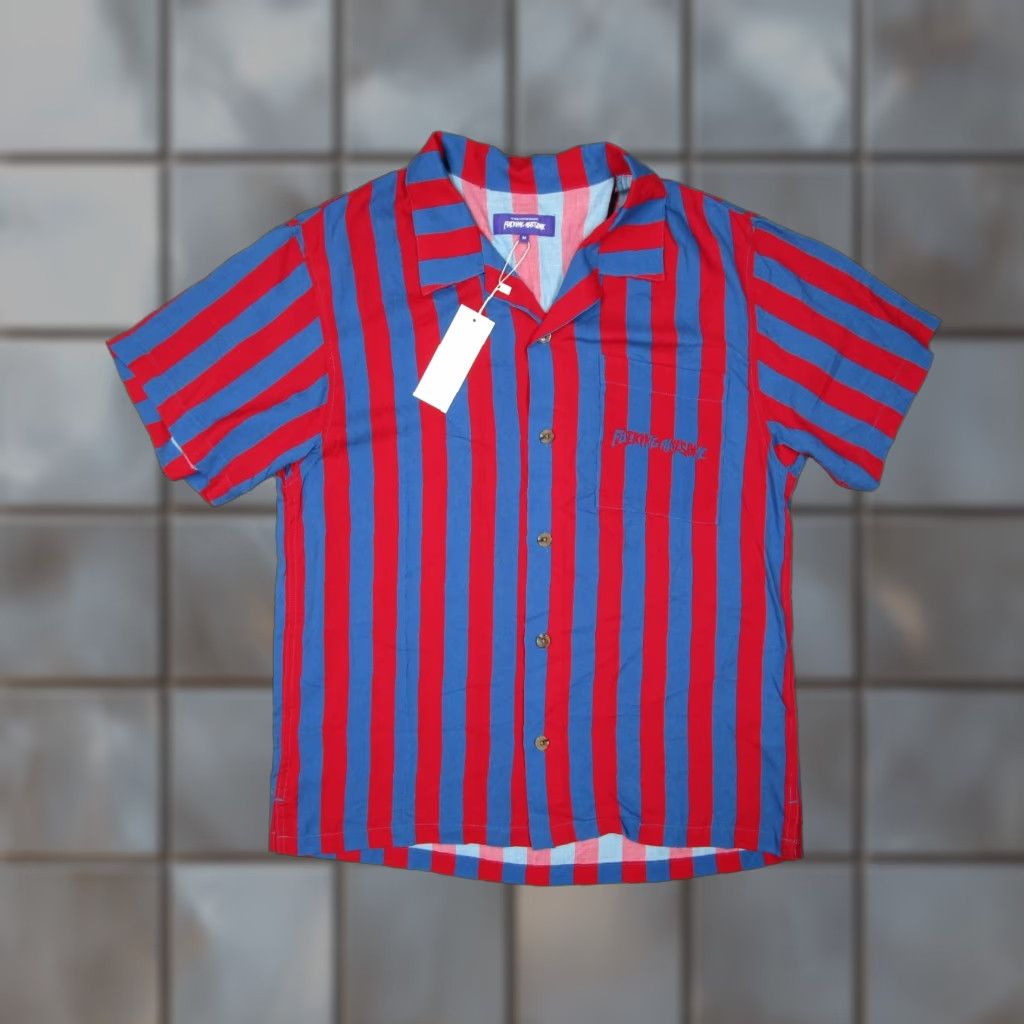 Fucking Awesome F*ckingAwesome Button-Up Shirt Mens Medium Red Blue Striped Graphic Skate Brain Function Club Size US M / EU 48-50 / 2 - 1 Thumbnail
