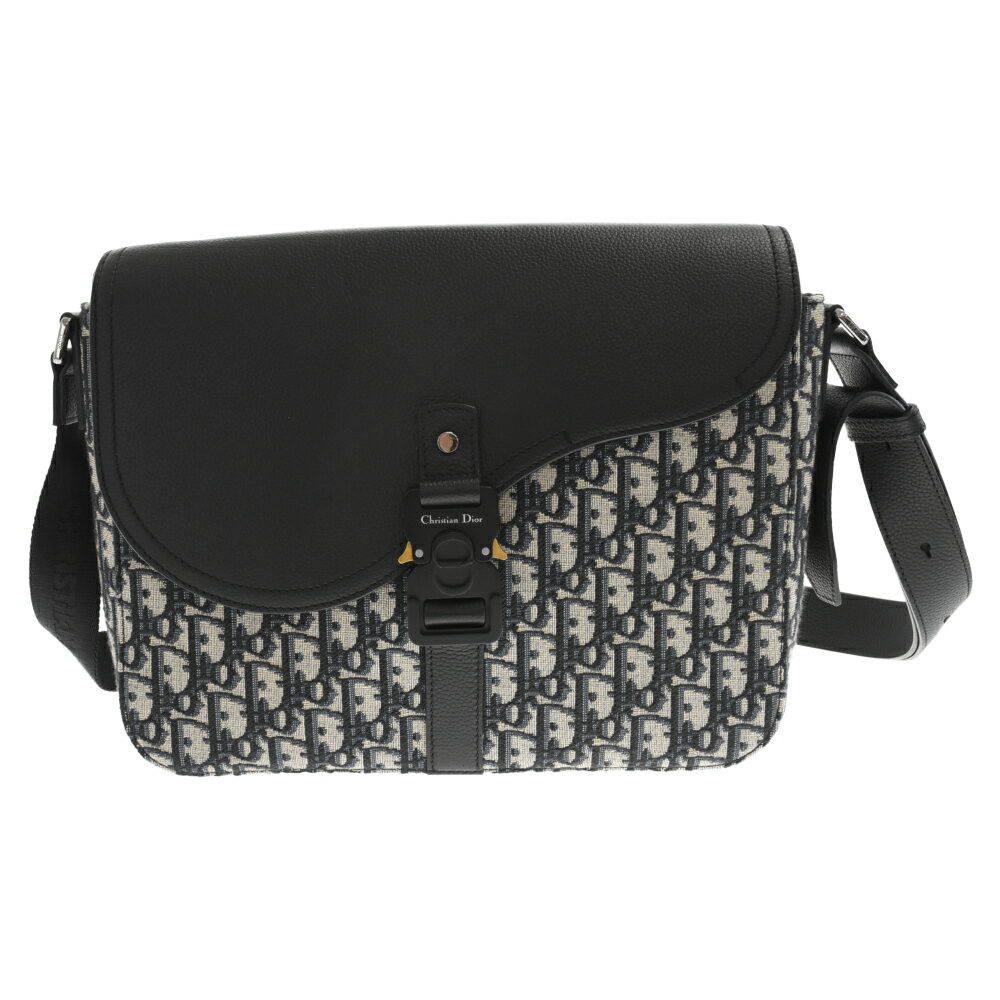image of Dior Saddle Messenger Bag Oblique Shoulder Beige Black, Women's