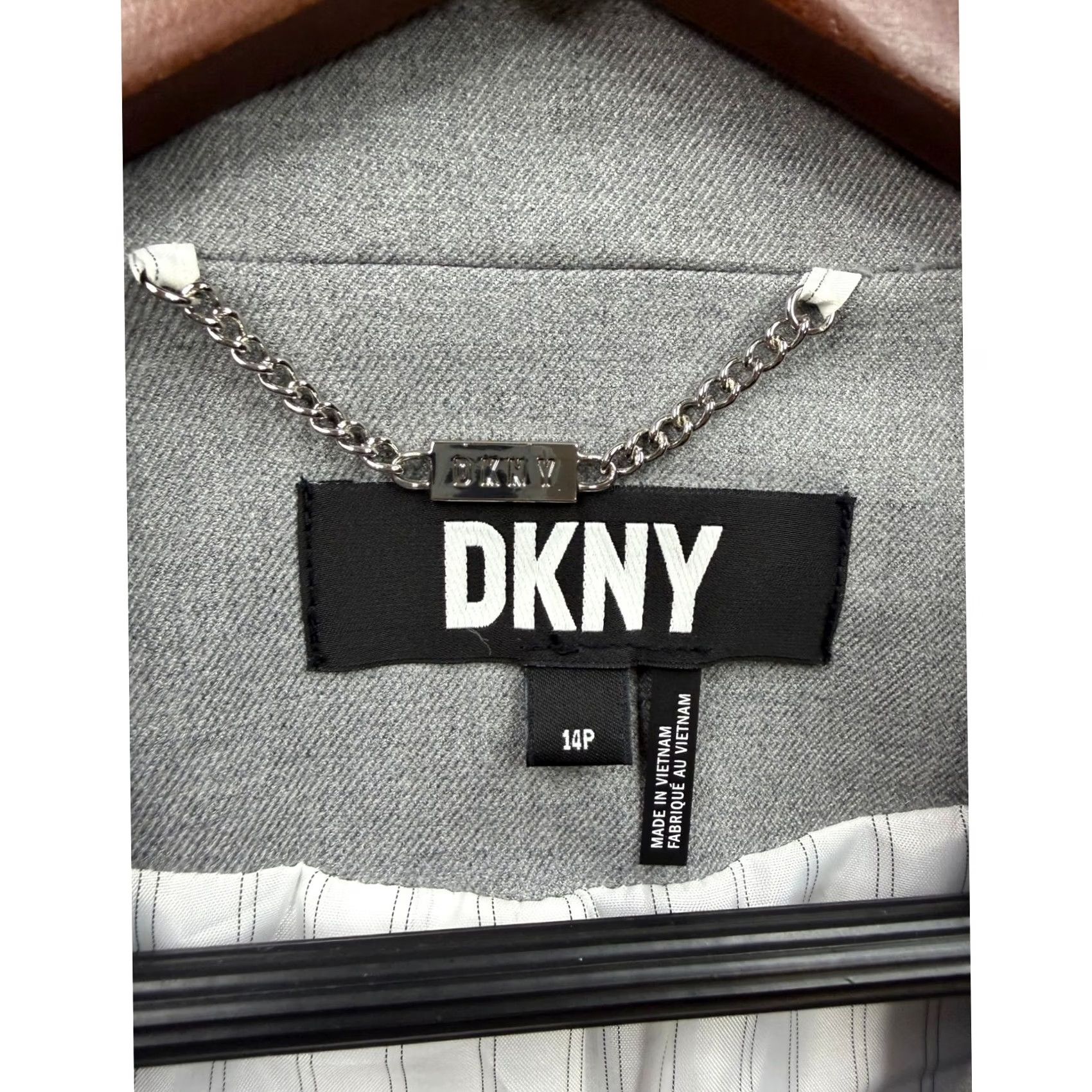 DKNY DKNY Blazer Womens Grey Collarless Ring Closure Open Front Jacket 14P Size XL / US 12-14 / IT 48-50 - 7 Thumbnail
