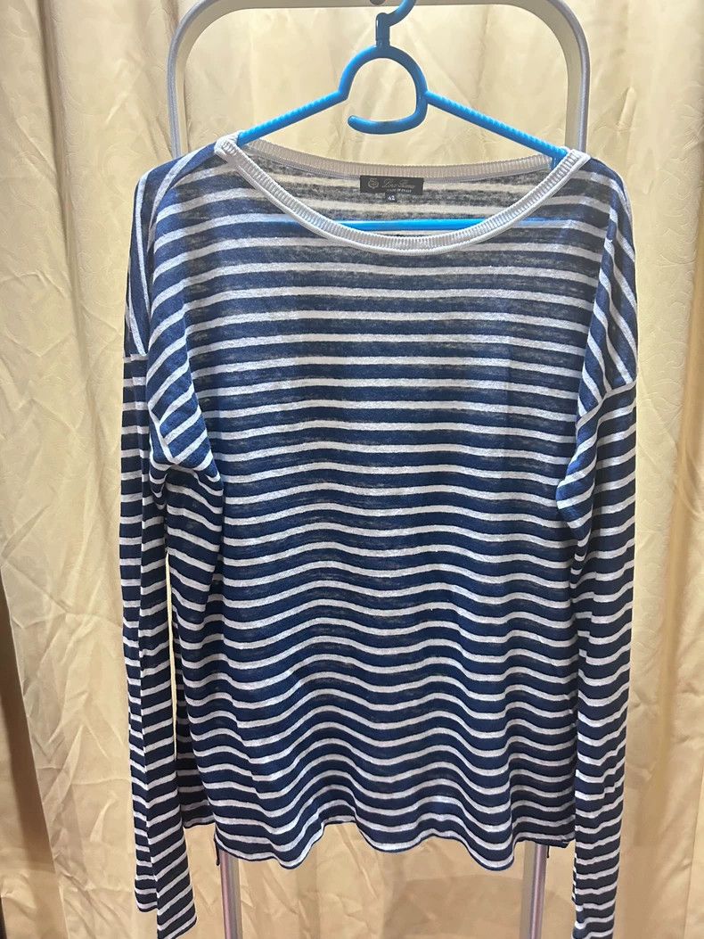 Loro Piana LORO PIANA Dark blue striped linen T Size S / US 4 / IT 40 - 1 Thumbnail