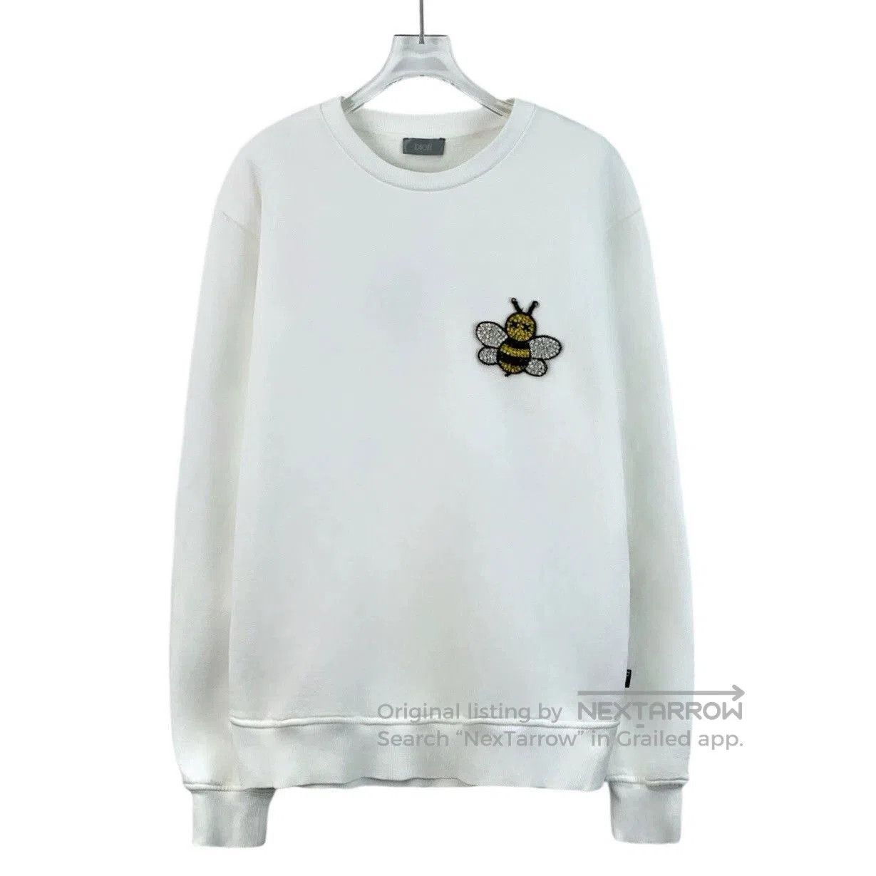 Dior white bee embellished long sleeve sweatshirt. Size US L / EU 52-54 / 3 - 1 Thumbnail