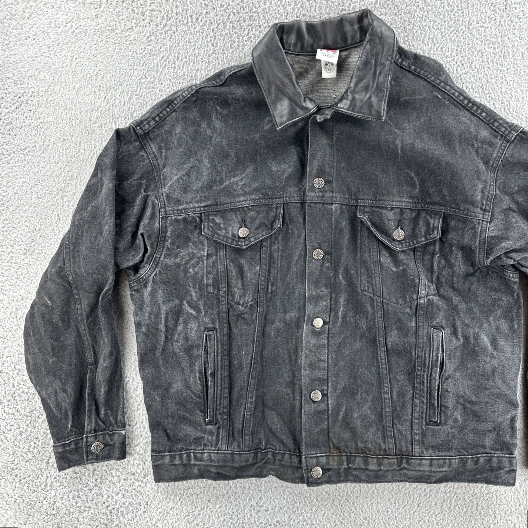 Vintage VINTAGE Tyca Jacket Denim Leather Embellished Dragon Y2K Black XL Men Biker Shirt Size US XL / EU 56 / 4 - 3 Thumbnail