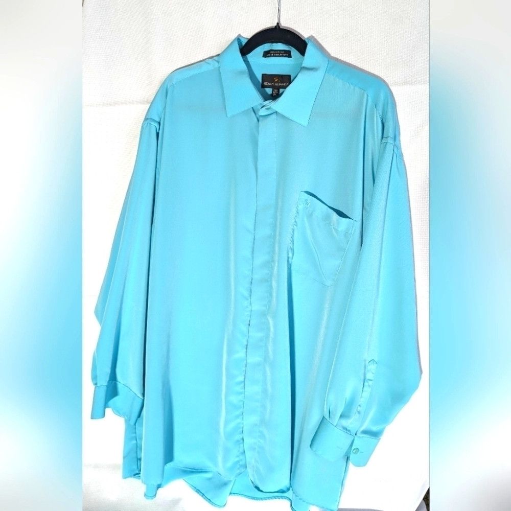 Stacy Adams Men's long sleeve blue button down party shirt XXL Stacy Ad Size US XXL / EU 58 / 5 - 1 Thumbnail
