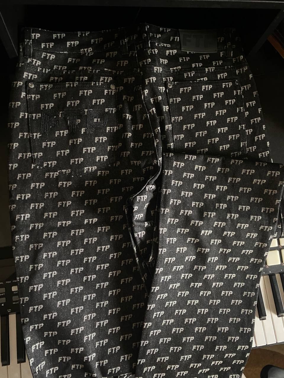 Fuck The Population FTP - Jacquard Denim Logo Trucker Pants Size US 34 / EU 50 - 1 Thumbnail