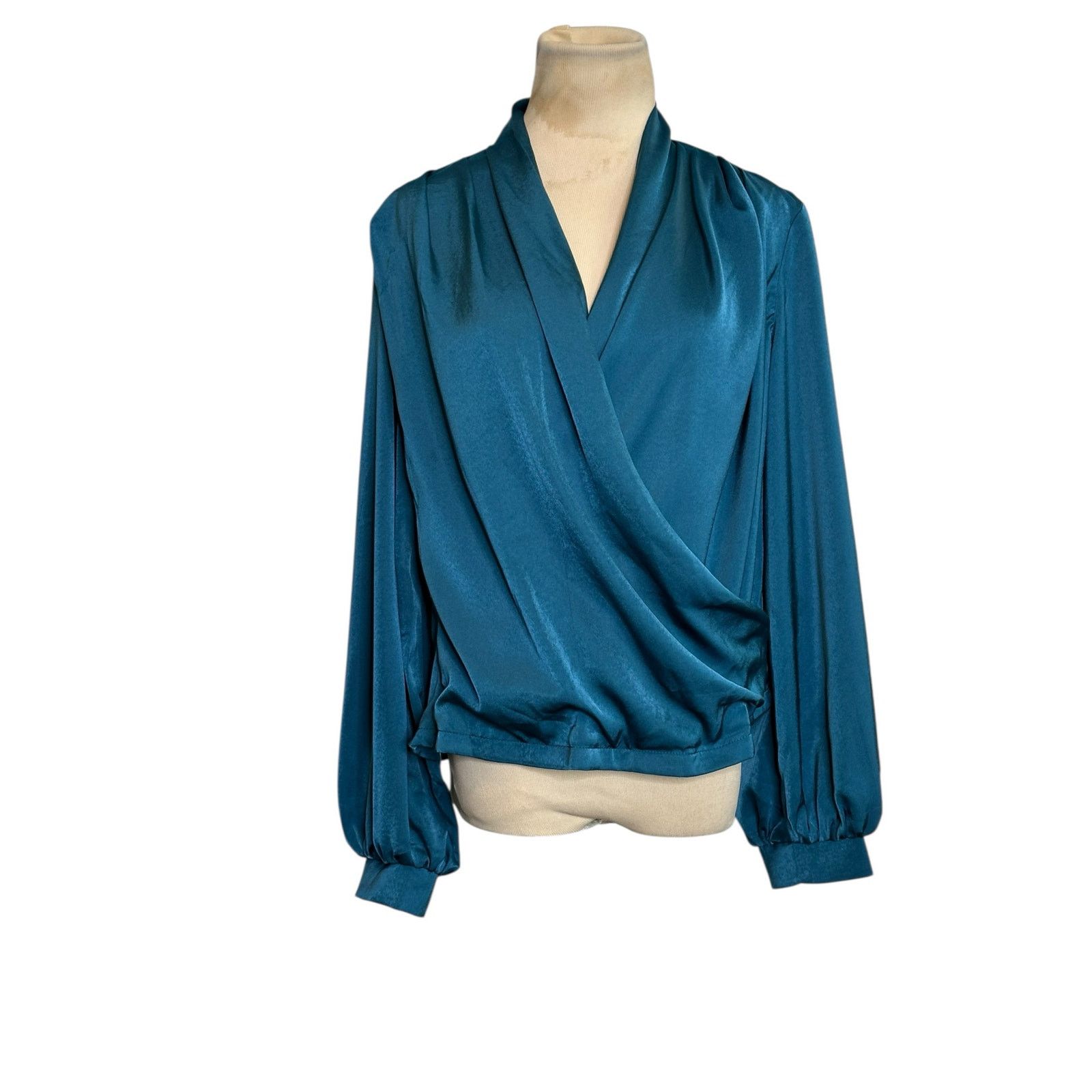Shein Shein teal crossed front draped blouse size 6 Size M / US 6-8 / IT 42-44 - 9 Thumbnail
