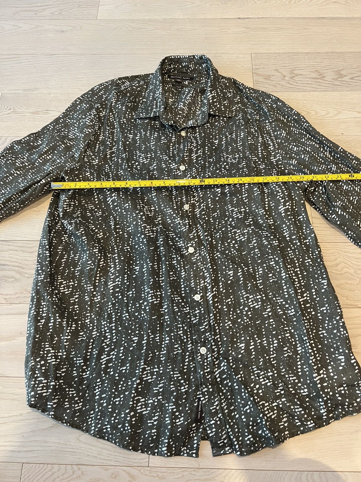 Michael Kors Michael Kors Classic Fit Button-Down Green White Size L Size US L / EU 52-54 / 3 - 6 Thumbnail