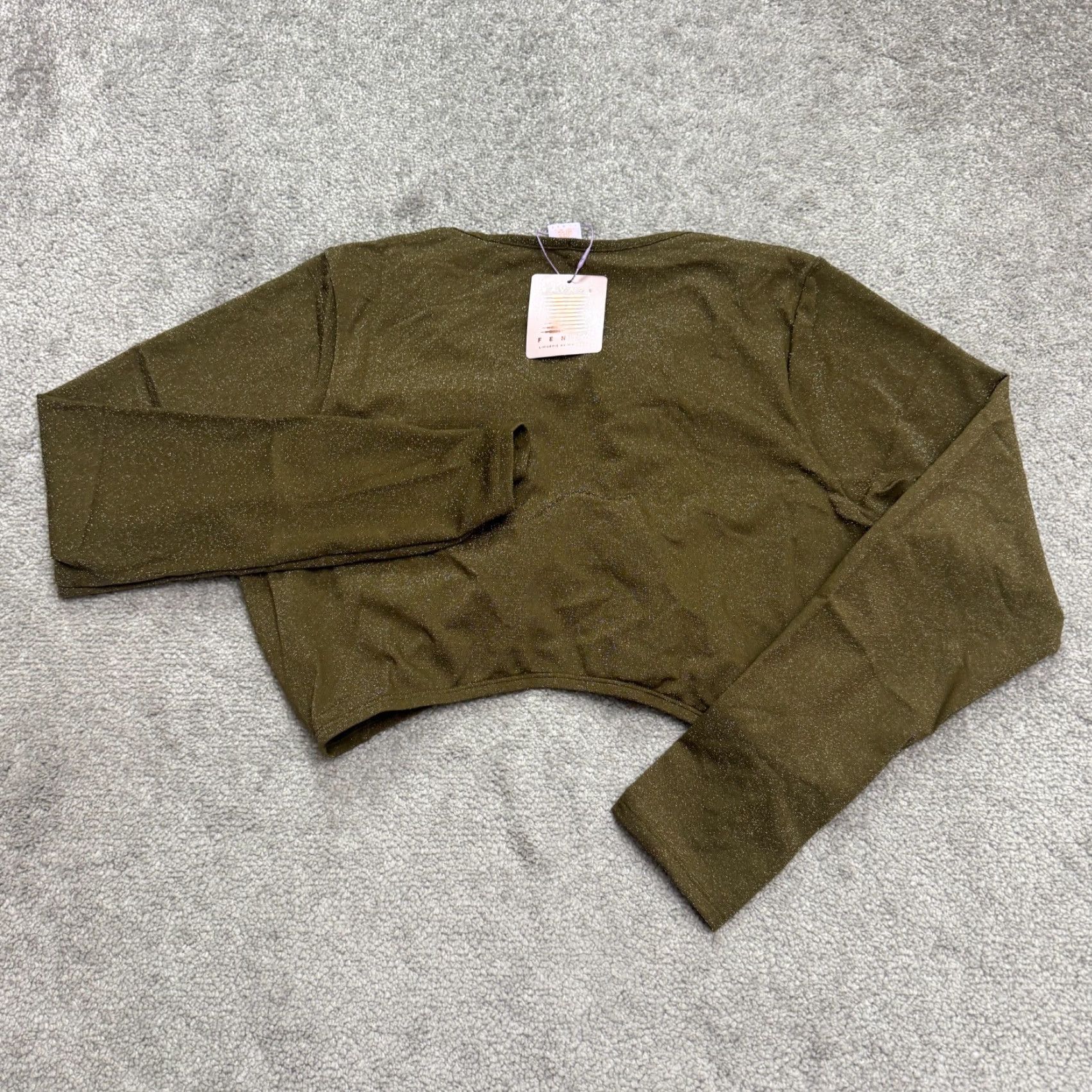 Olive Savage x Fenty Rihanna Sleep & Shine Crop Tee - T-Shirt - 1X - Olive Green Metallic - Clubwear Date Night - Womens 1X Olive Green - NWT Size XL / US 12-14 / IT 48-50 - 3 Thumbnail