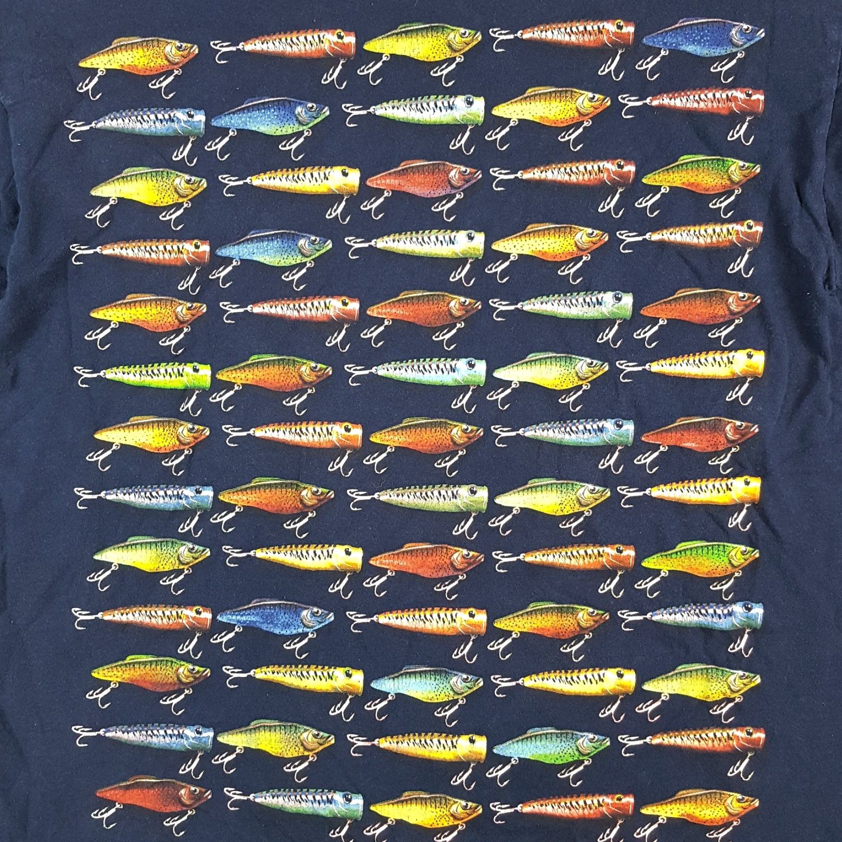 Jerzees VINTAGE Fishing Lure Fisherman Art Tee Men's XL Blue T-Shirt Jerzees Embroidered Logo 90s Outdoor Retro Fish Nature Shirt Mens Size US XL / EU 56 / 4 - 3 Thumbnail
