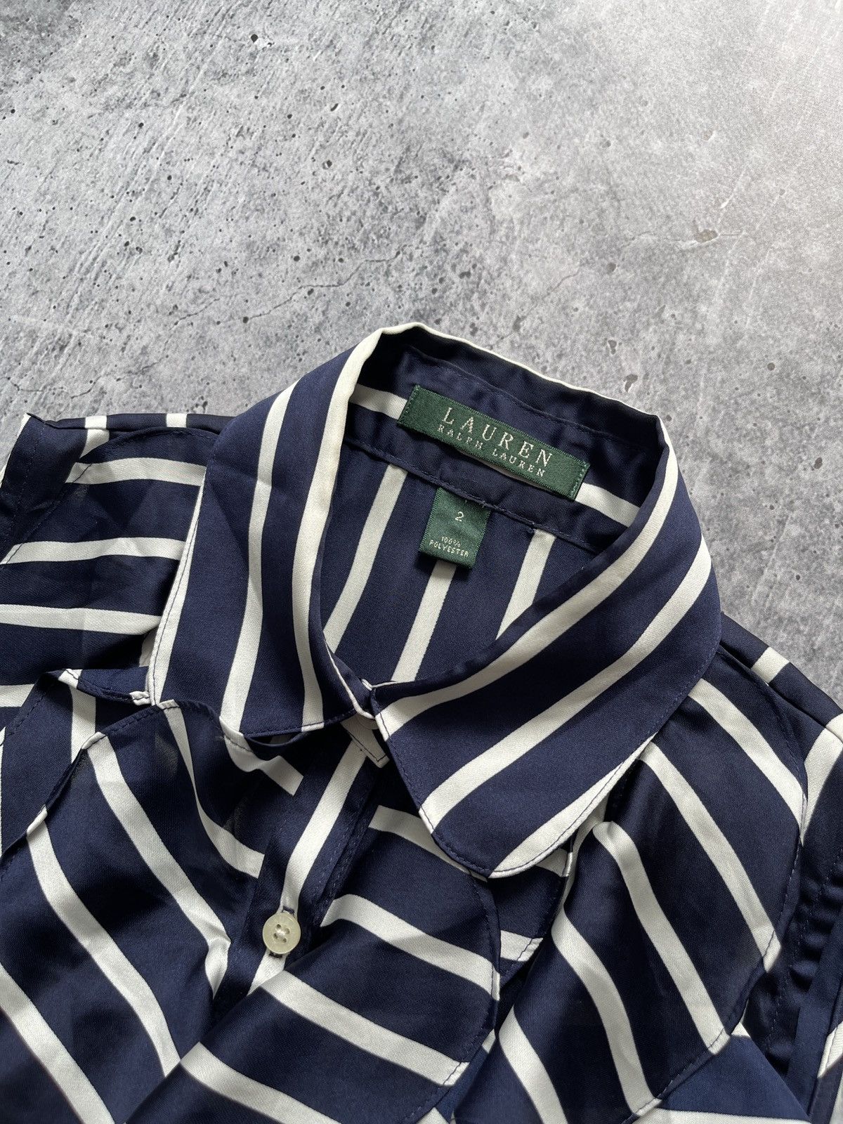 Polo Ralph Lauren Ralph Lauren Blue White Stripe Satin Blouse Top Size S(2) Size S / US 4 / IT 40 - 7 Thumbnail
