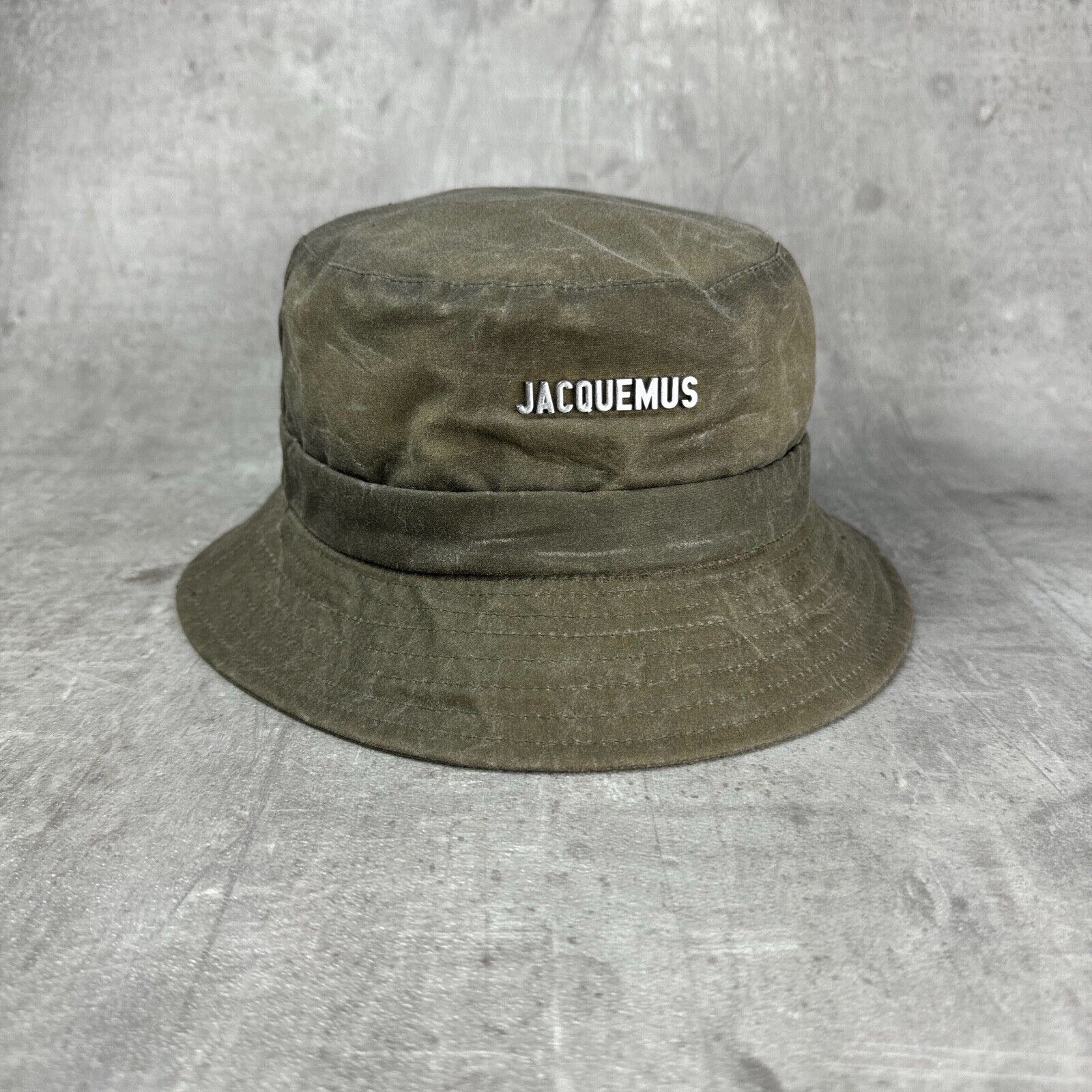 image of Jacquemus Le Bob Gadjo Waxed Olive Bucket Hat in Green, Men's