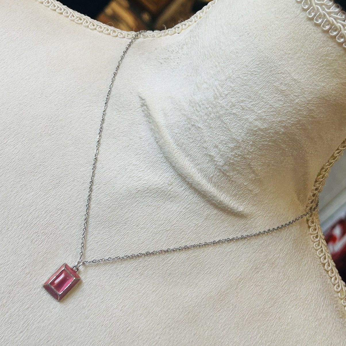 Handmade Handcrafted salvaged vintage cat eye glass pendant necklace Size ONE SIZE - 1 Thumbnail