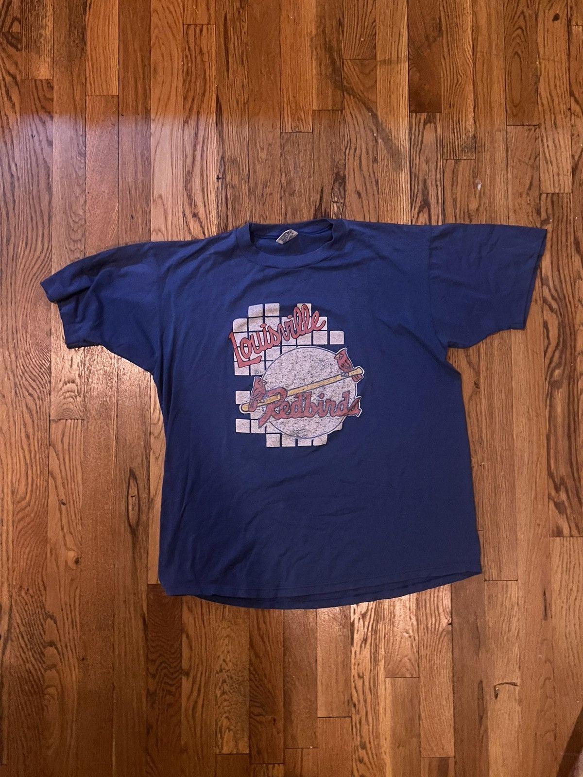 Jerzees × Vintage Vintage 80s Louisville Redbirds Tee - Single Stitch Size US XL / EU 56 / 4 - 1 Thumbnail