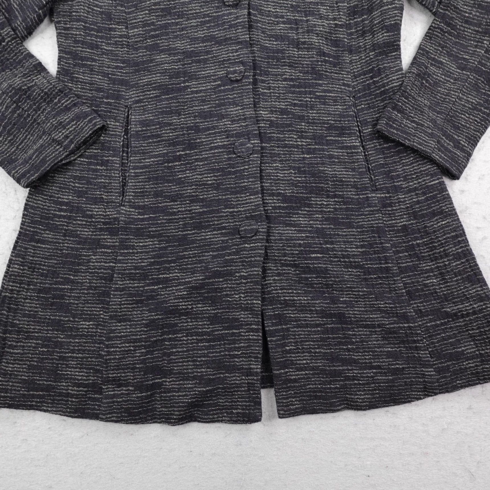 Eileen Fisher Eileen Fisher Jacket Womens Petite Medium Gray Heather Knit Coat Blazer Snap Up... Size M / US 6-8 / IT 42-44 - 3 Thumbnail