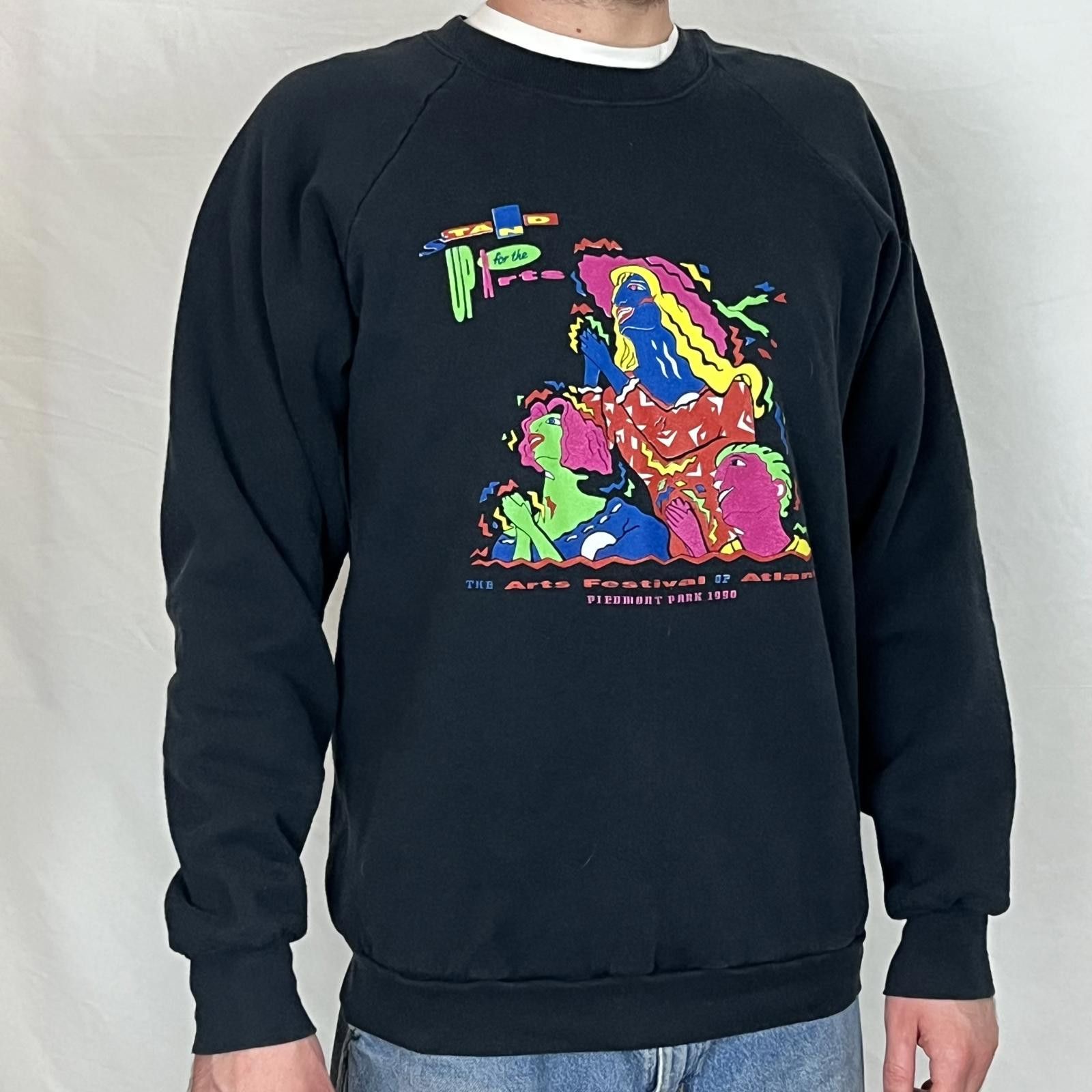 Fruit Of The Loom VTG 90S ARTS FESTIVAL OF ATLANTA BLACK GRAPHIC SWEATSHIRT XL Size US XL / EU 56 / 4 - 3 Thumbnail