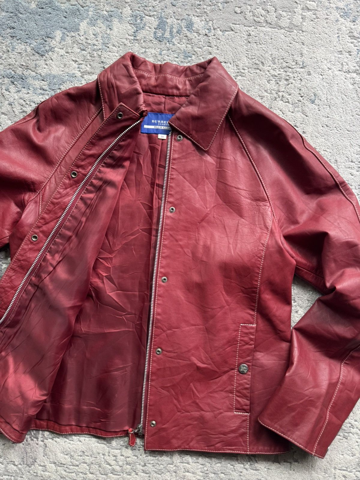 Burberry Prorsum Burberry Blue Label Burgundy Leather jacket Size 38 Size M / US 6-8 / IT 42-44 - 5 Thumbnail