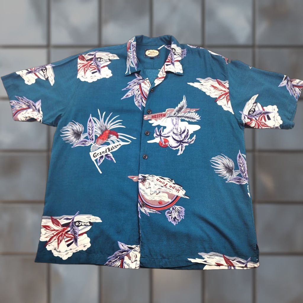 Tommy Bahama VINTAGE Tommy Bahama Shirt Mens Large Teal Hawaiian Aloha Parrot Print Camp Button Up Shirt Mens Large Blue Tropical Floral Short Sleeve Size US L / EU 52-54 / 3 - 1 Thumbnail