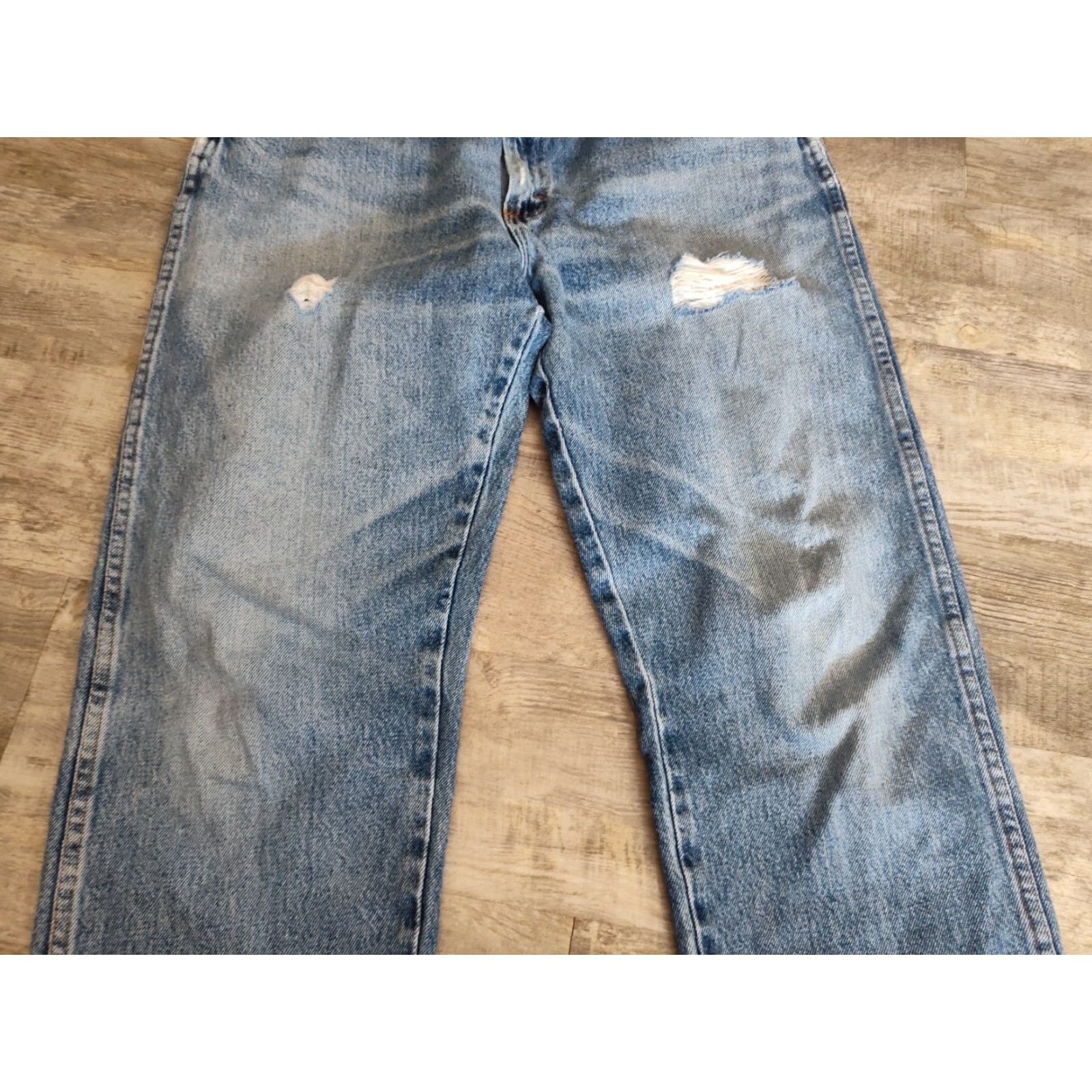 Wrangler VINTAGE Wrangler Men's Jeans 36x30 Straight Fit Faded Distressed Cotton Denim 90s Cowgirl Grunge USA Size US 36 / EU 52 - 3 Thumbnail